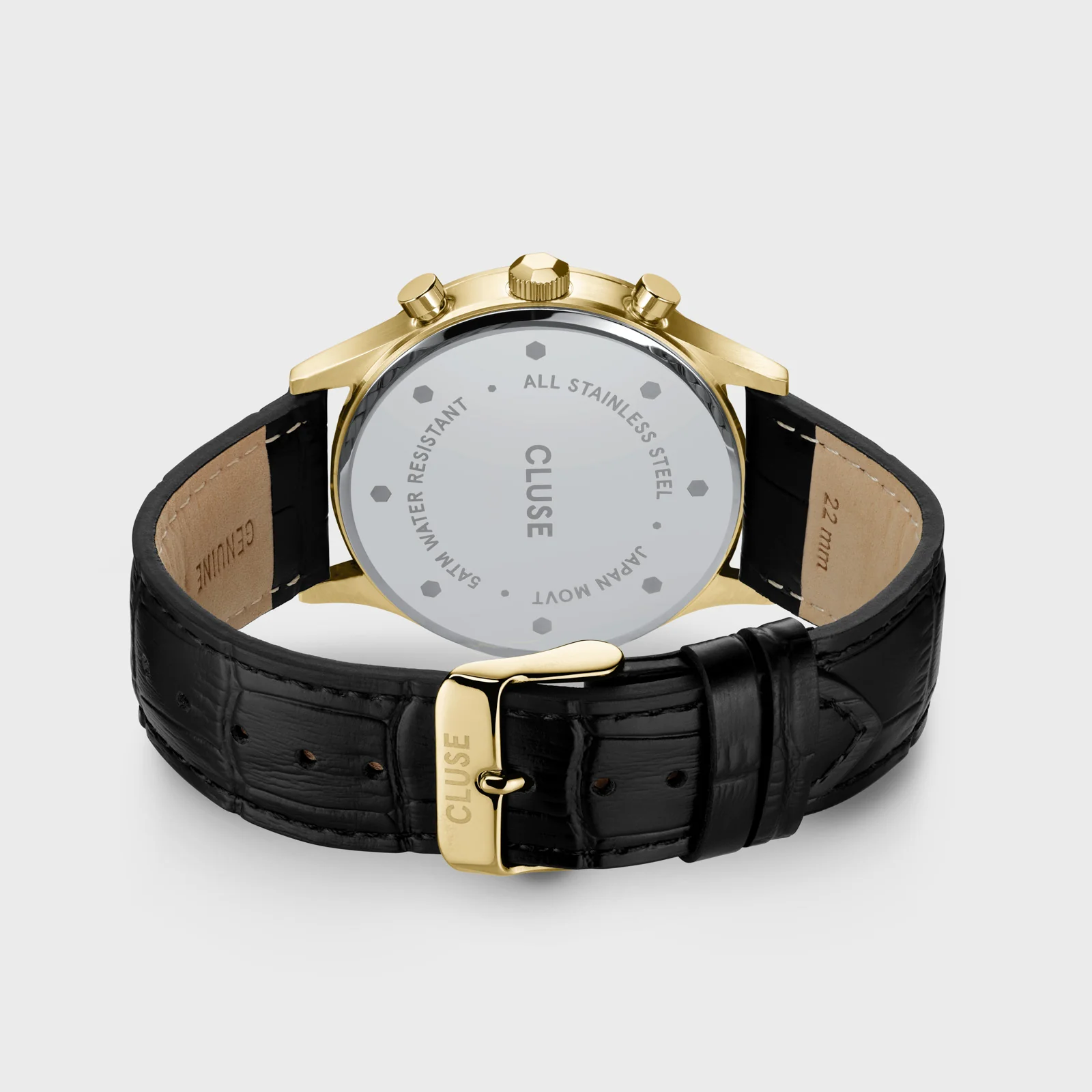 Anthéor Multifunction Watch Leather, Full Black, Gold Colour - Image 4