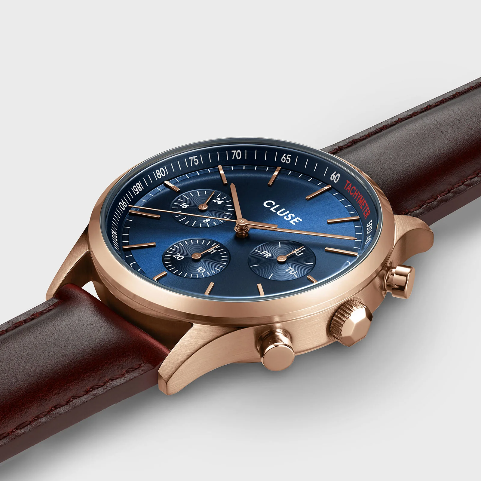 Anthéor Multifunction Watch Leather Blue, Rose Gold Colour - Image 3