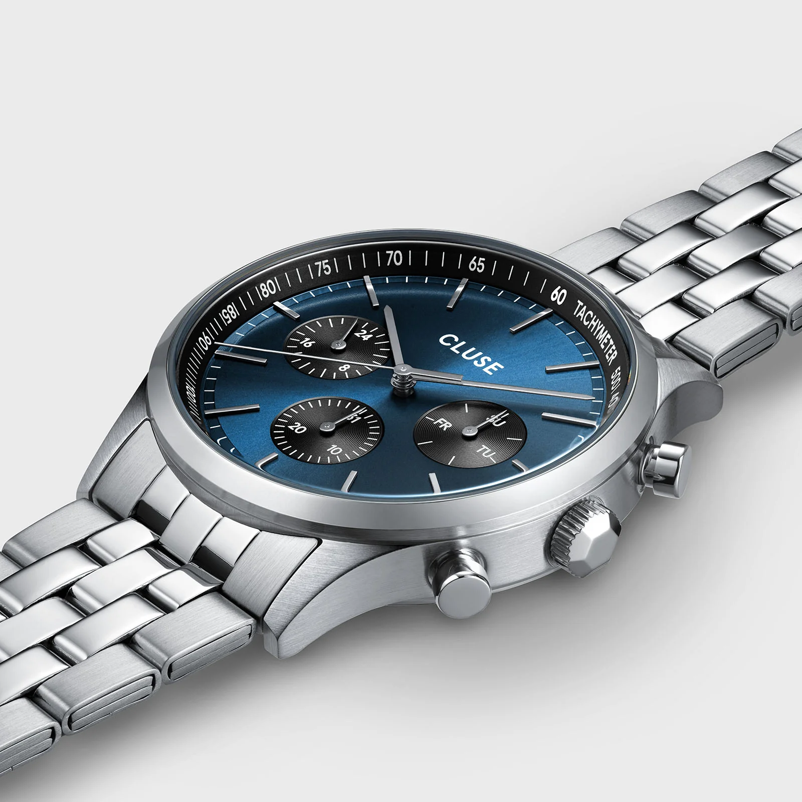 Anthéor Multifunction Watch Steel Blue and Black, Silver Colour - Image 3