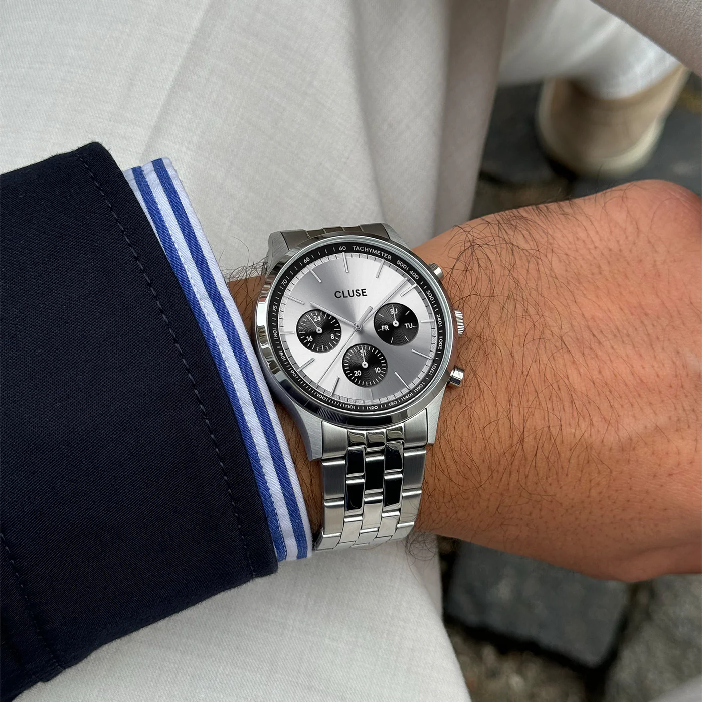 Anthéor Multifunction Watch Steel, Black, Silver Colour - Image 6