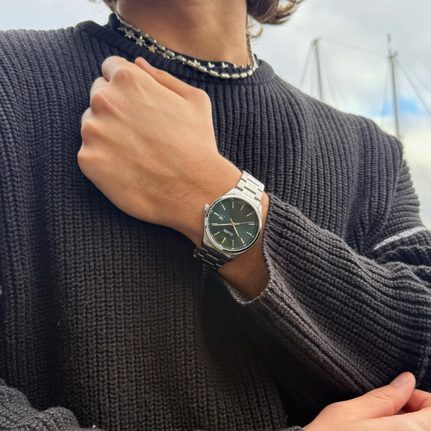 Anthéor Watch Steel Green, Silver Colour - Image 7