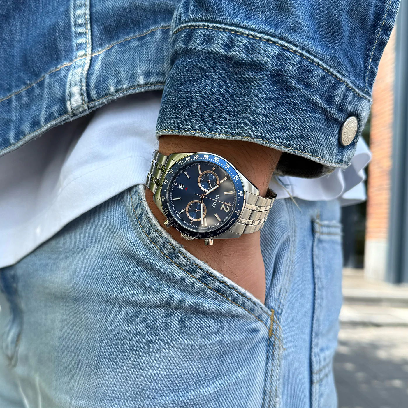 Aravis Dual Timer Watch Steel, Blue, Silver Colour - Image 6