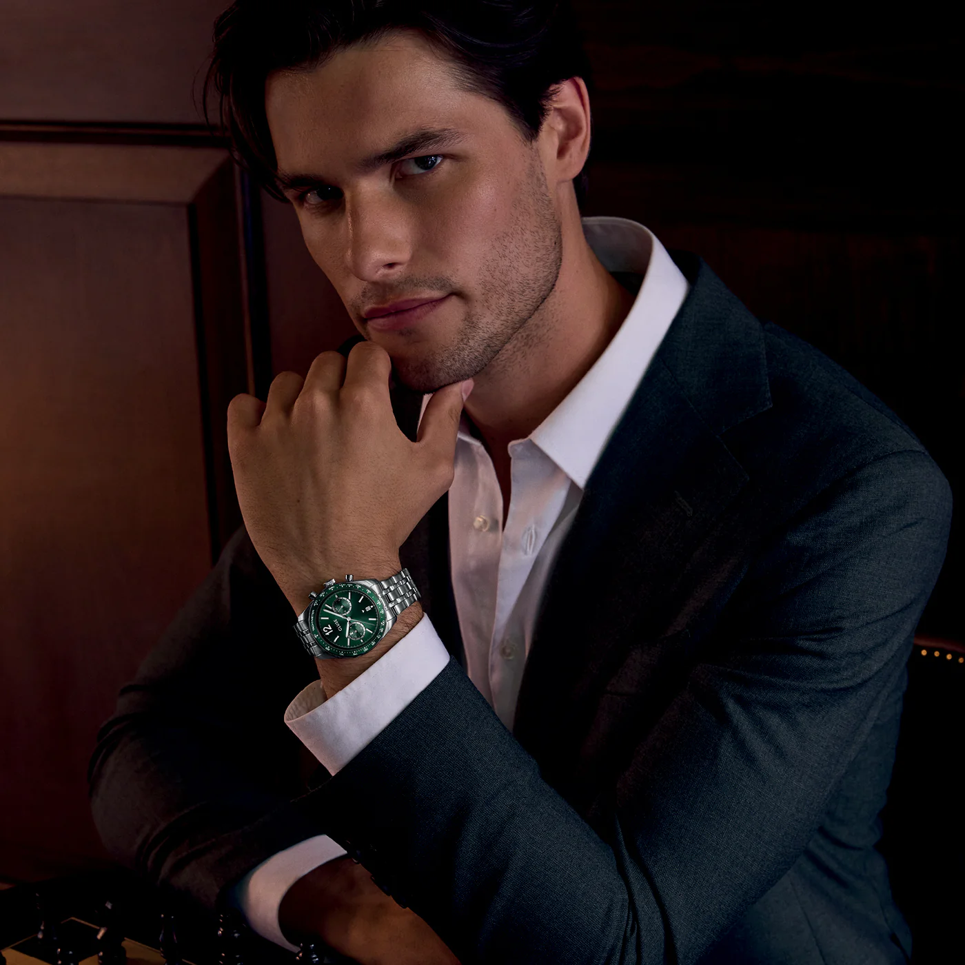 Aravis Dual Timer Watch Steel, Green, Silver Colour - Image 7