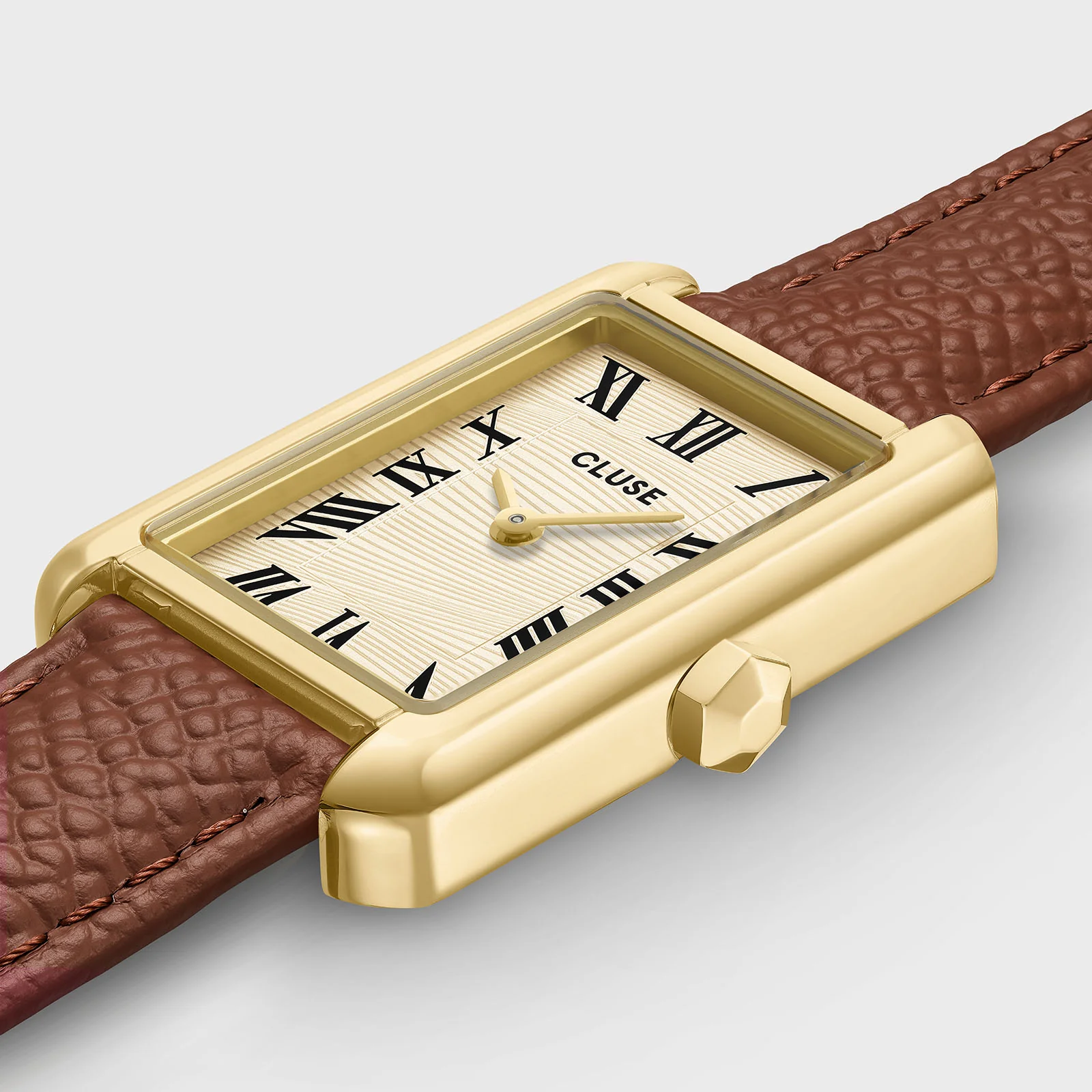 Belisenna Watch Leather, Nutshell, Sand Textured, Gold Colour - Image 3