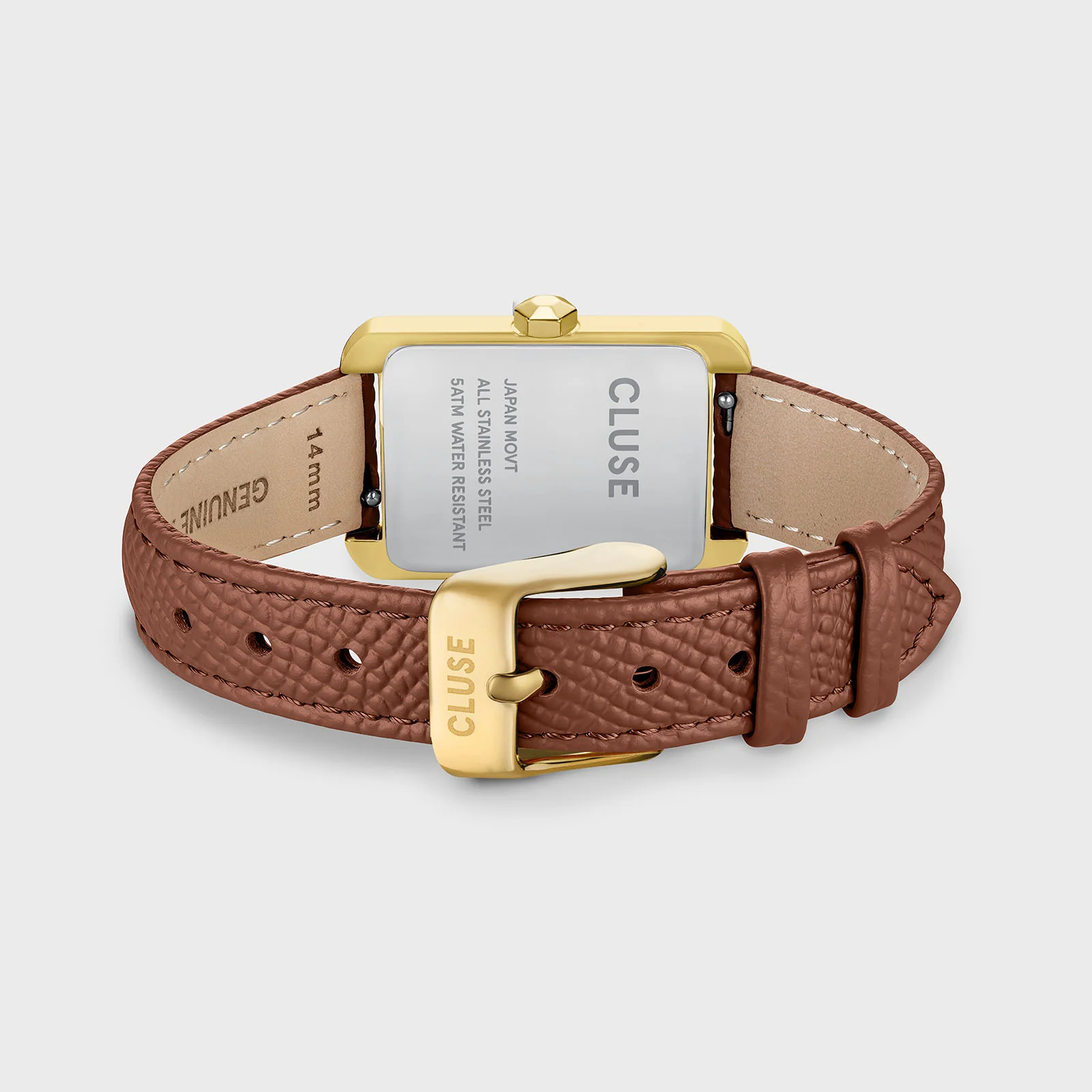 Belisenna Watch Leather, Nutshell, Sand Textured, Gold Colour - Image 4