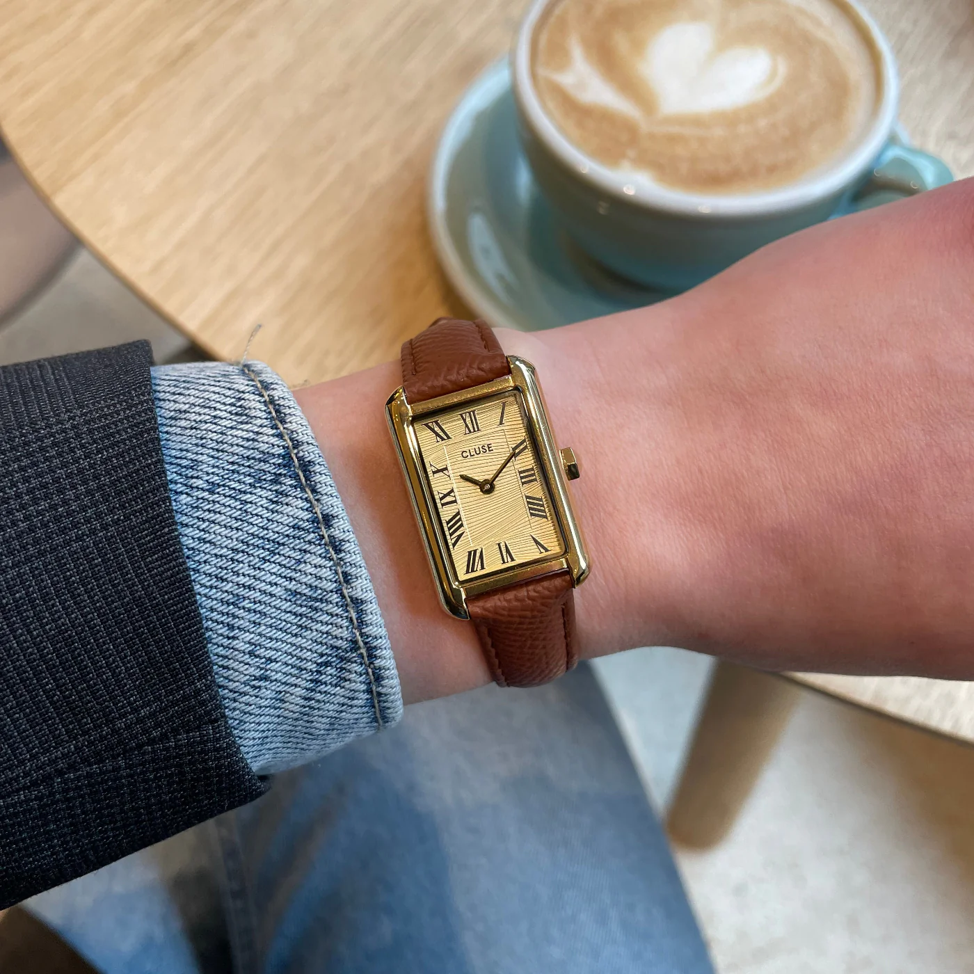 Belisenna Watch Leather, Nutshell, Sand Textured, Gold Colour - Image 9