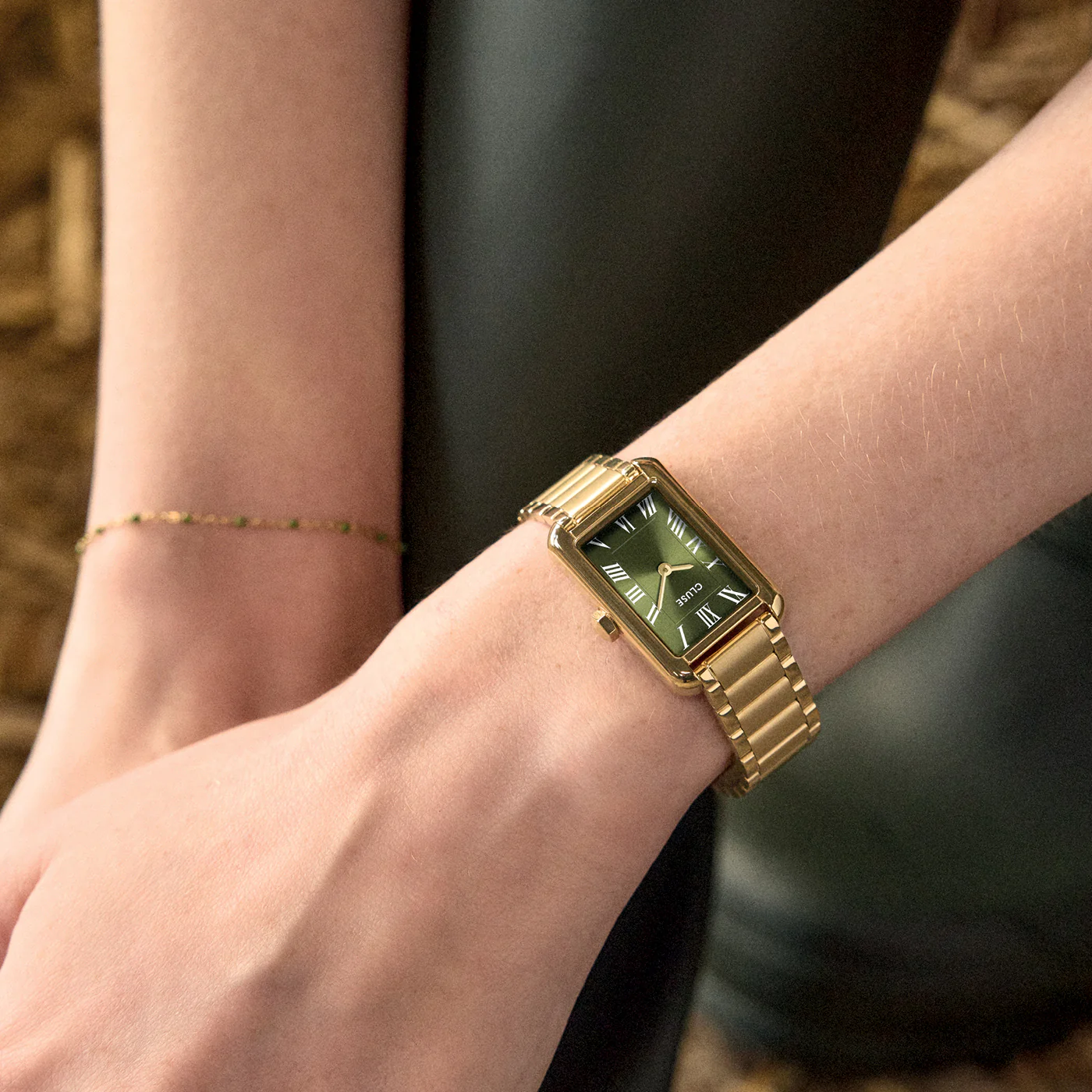 Belisenna Watch Steel, Olive, Gold Colour - Image 6