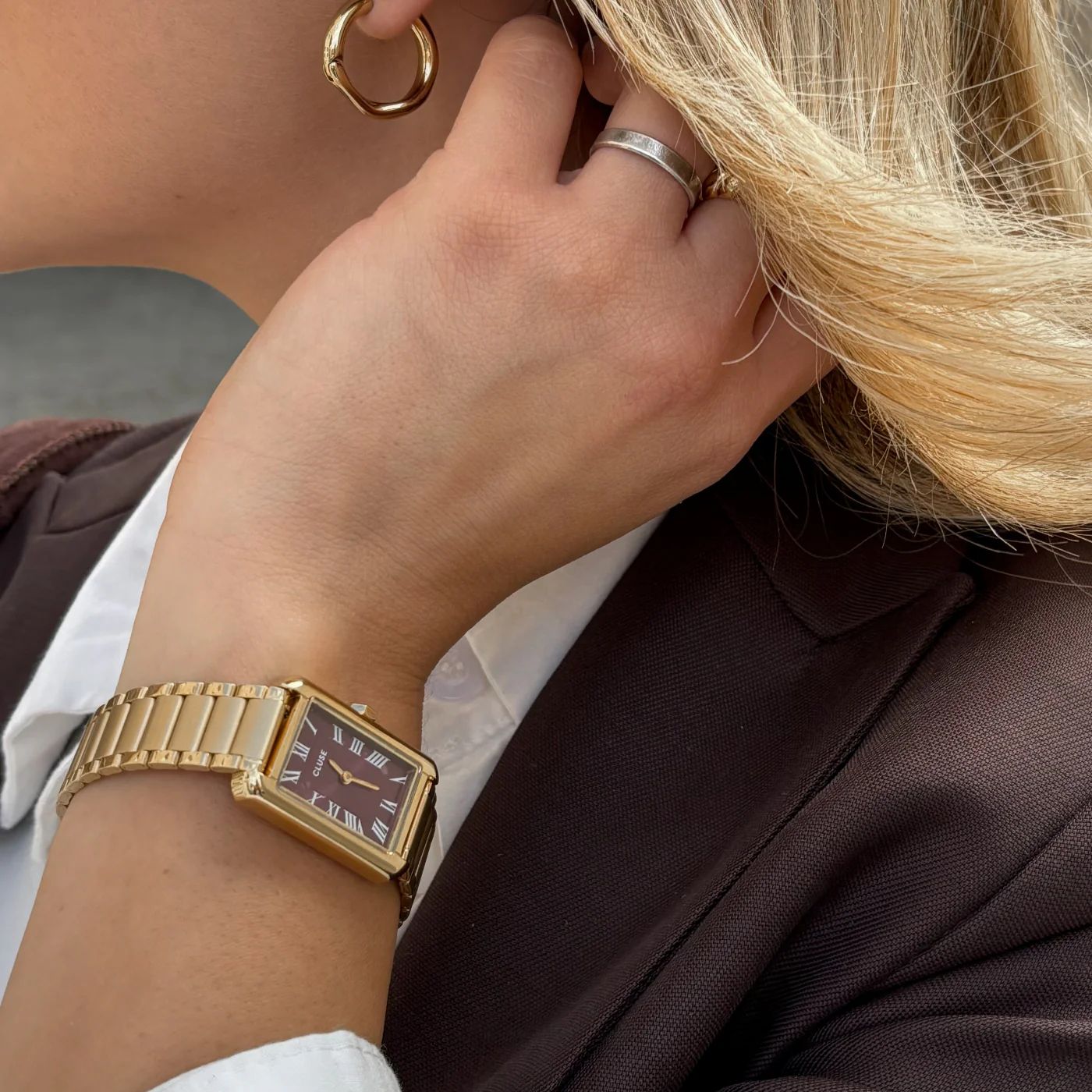 Belisenna Watch Steel, Wine, Gold Colour - Image 8
