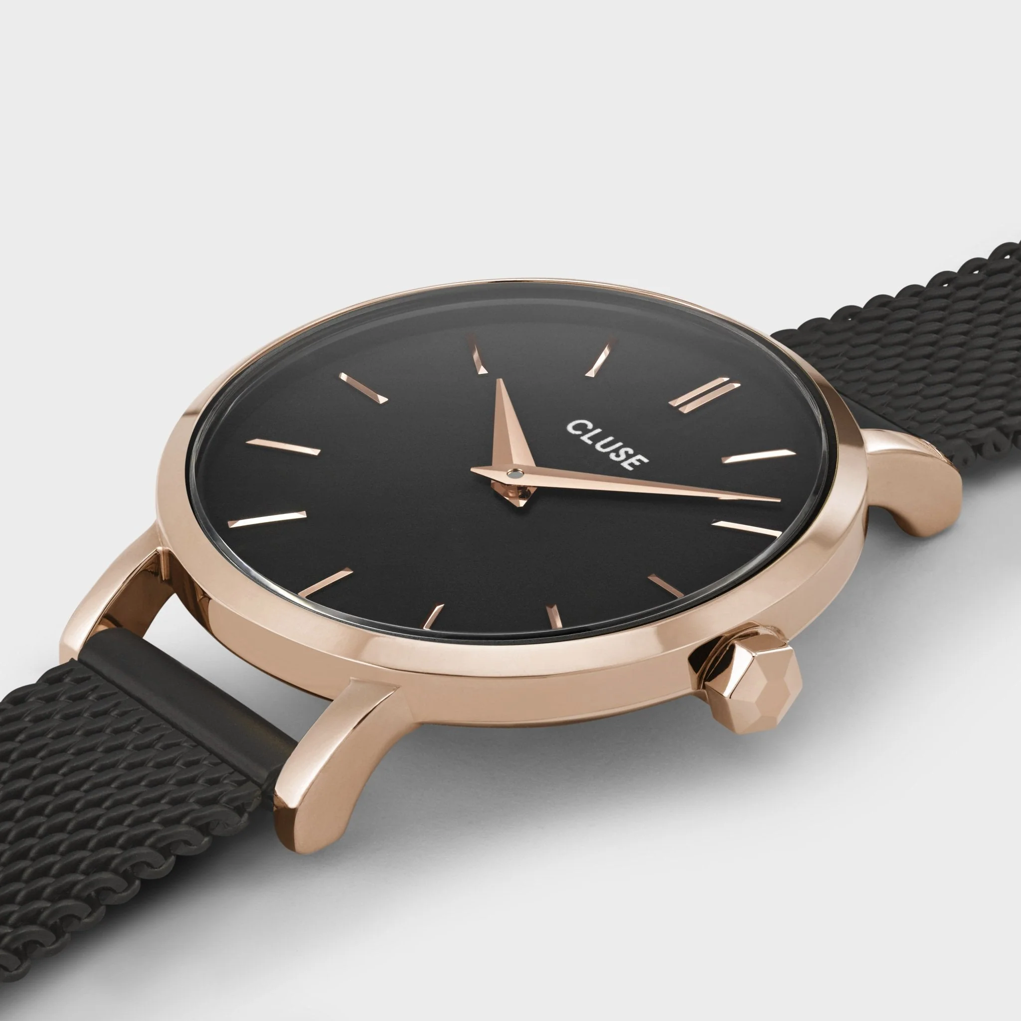 Boho Chic Petite Watch Mesh, Full Black, Rose Gold Colour - Image 3