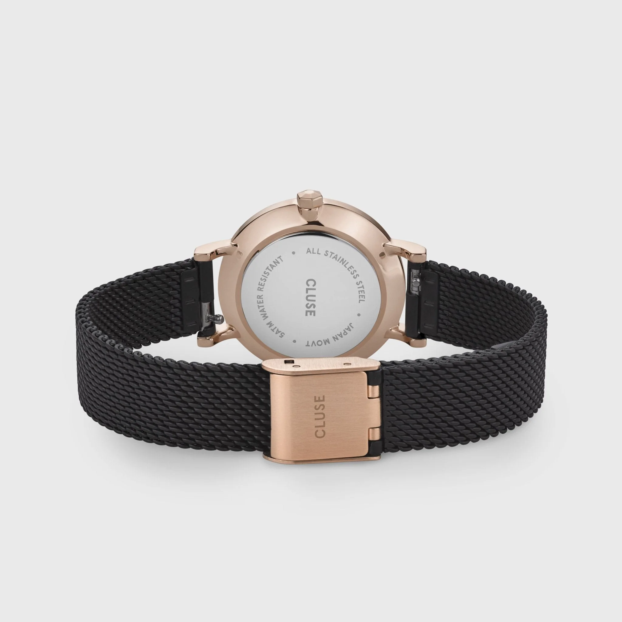 Boho Chic Petite Watch Mesh, Full Black, Rose Gold Colour - Image 4