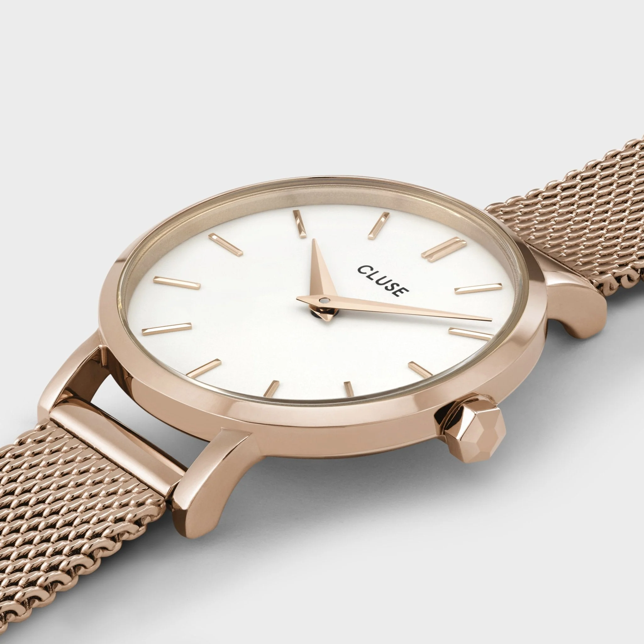 Boho Chic Petite Watch Mesh, White, Rose Gold Colour - Image 3