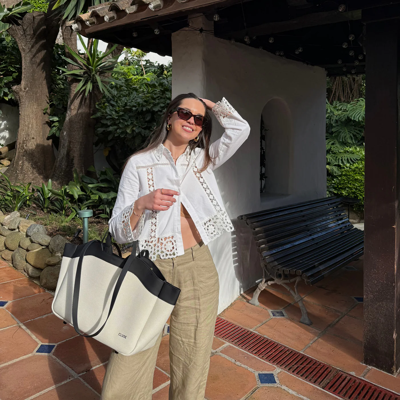 Tote Bag, Beige, Black Colour - Image 11
