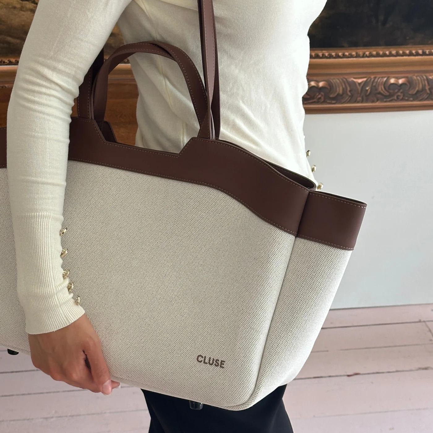 Tote Bag, Beige, Brown Colour - Image 9