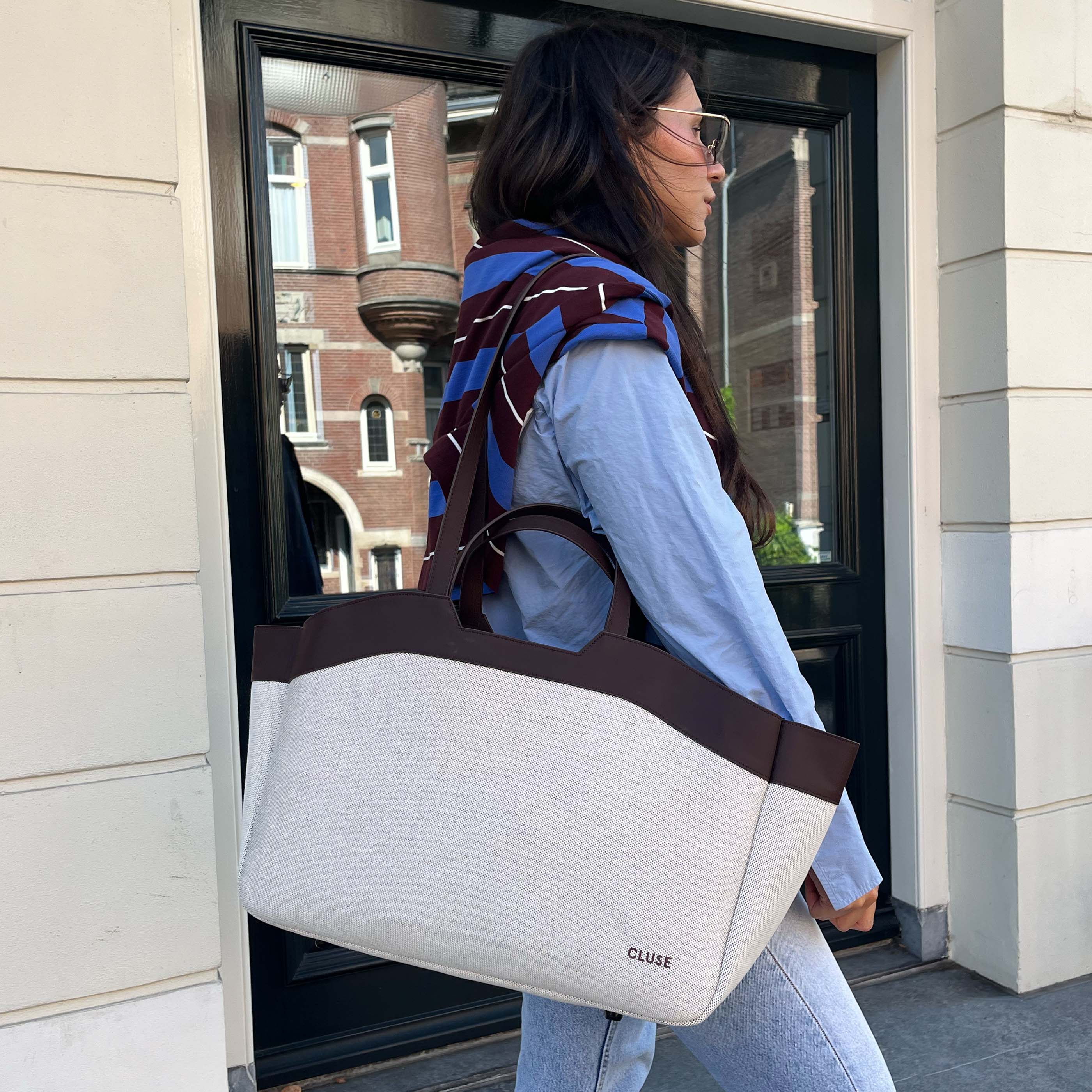 Tote Bag, Beige, Dark Brown Colour - Image 9