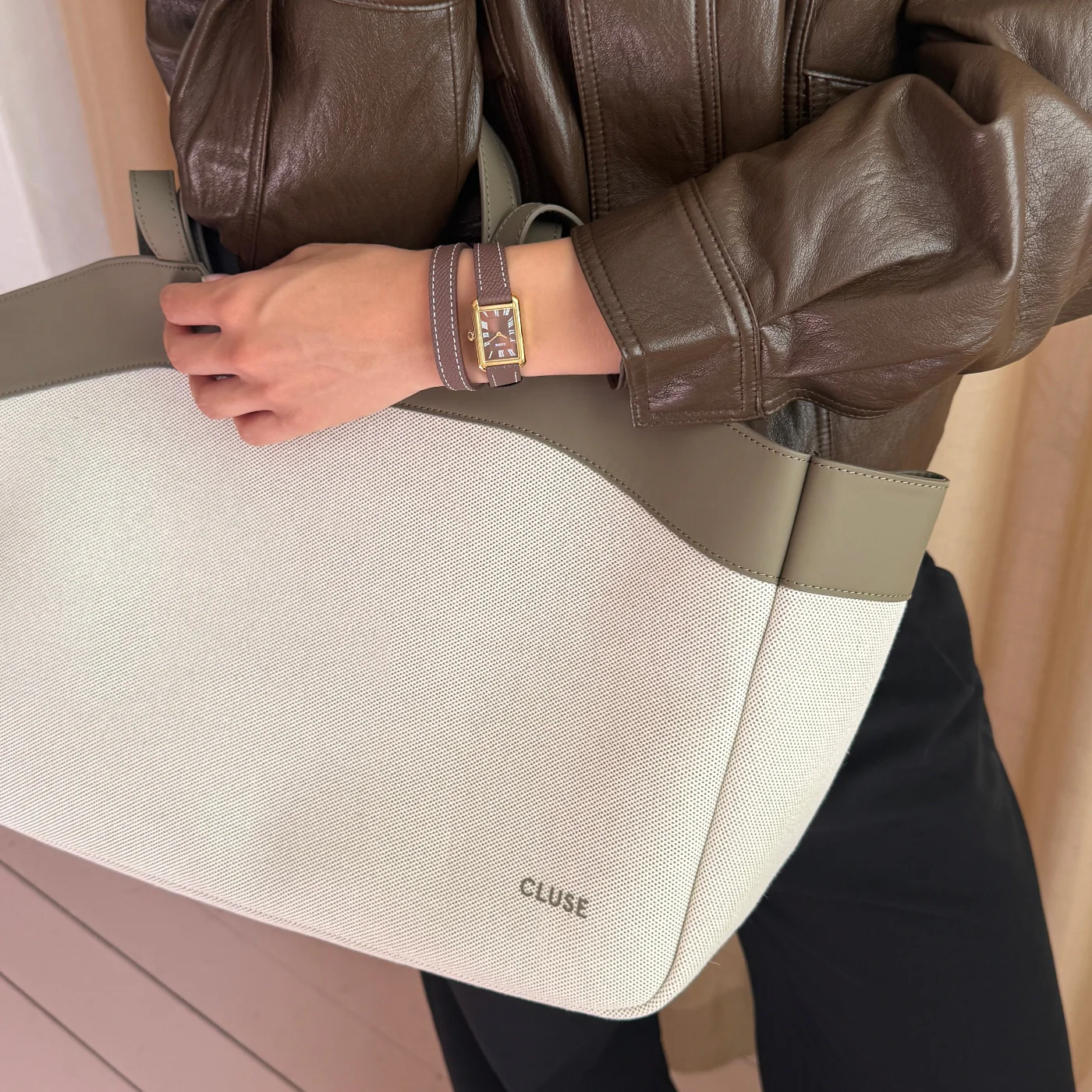 Tote Bag, Beige, Olive Colour - Image 8