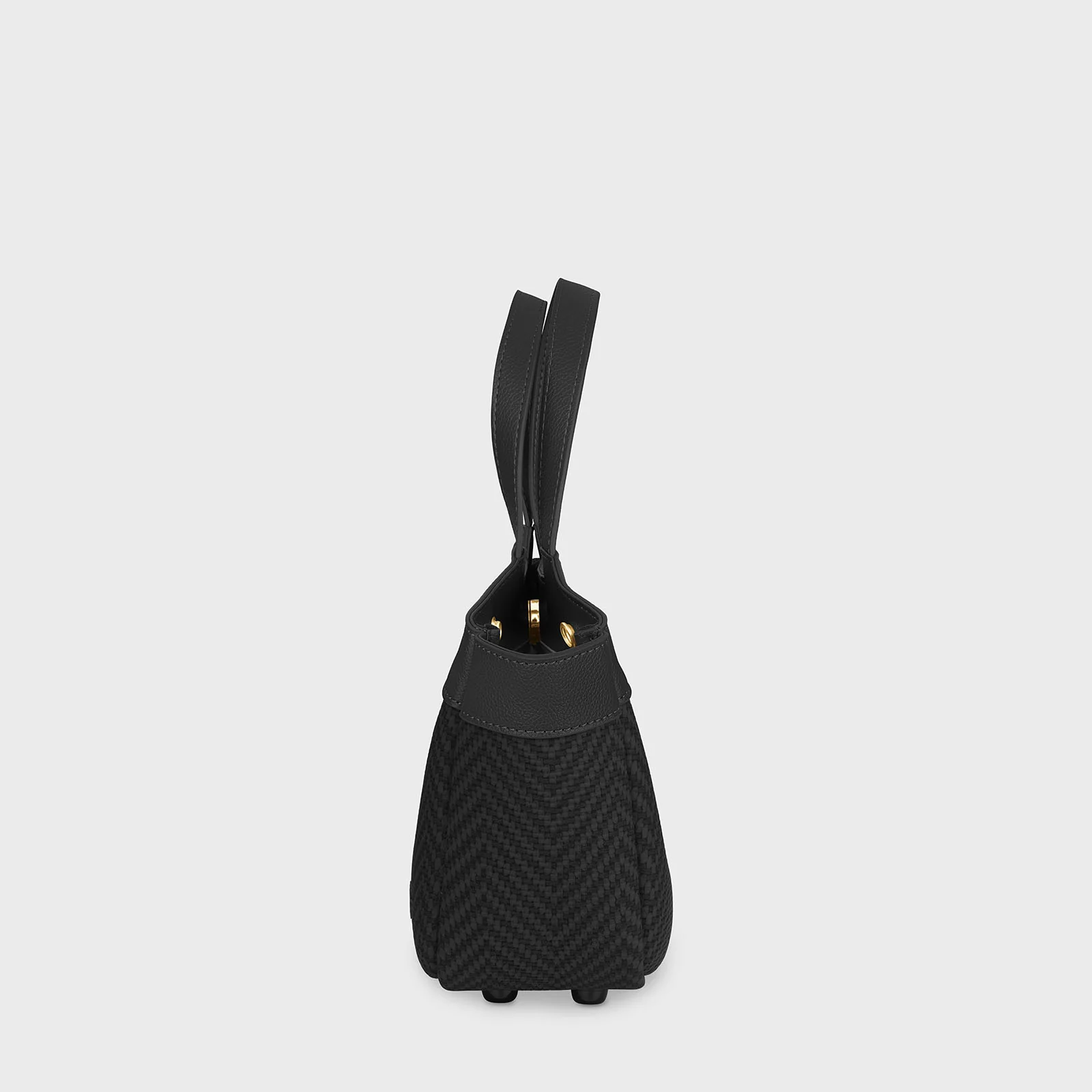 Tote Bag Mini, Textured Full Black Colour - Image 3