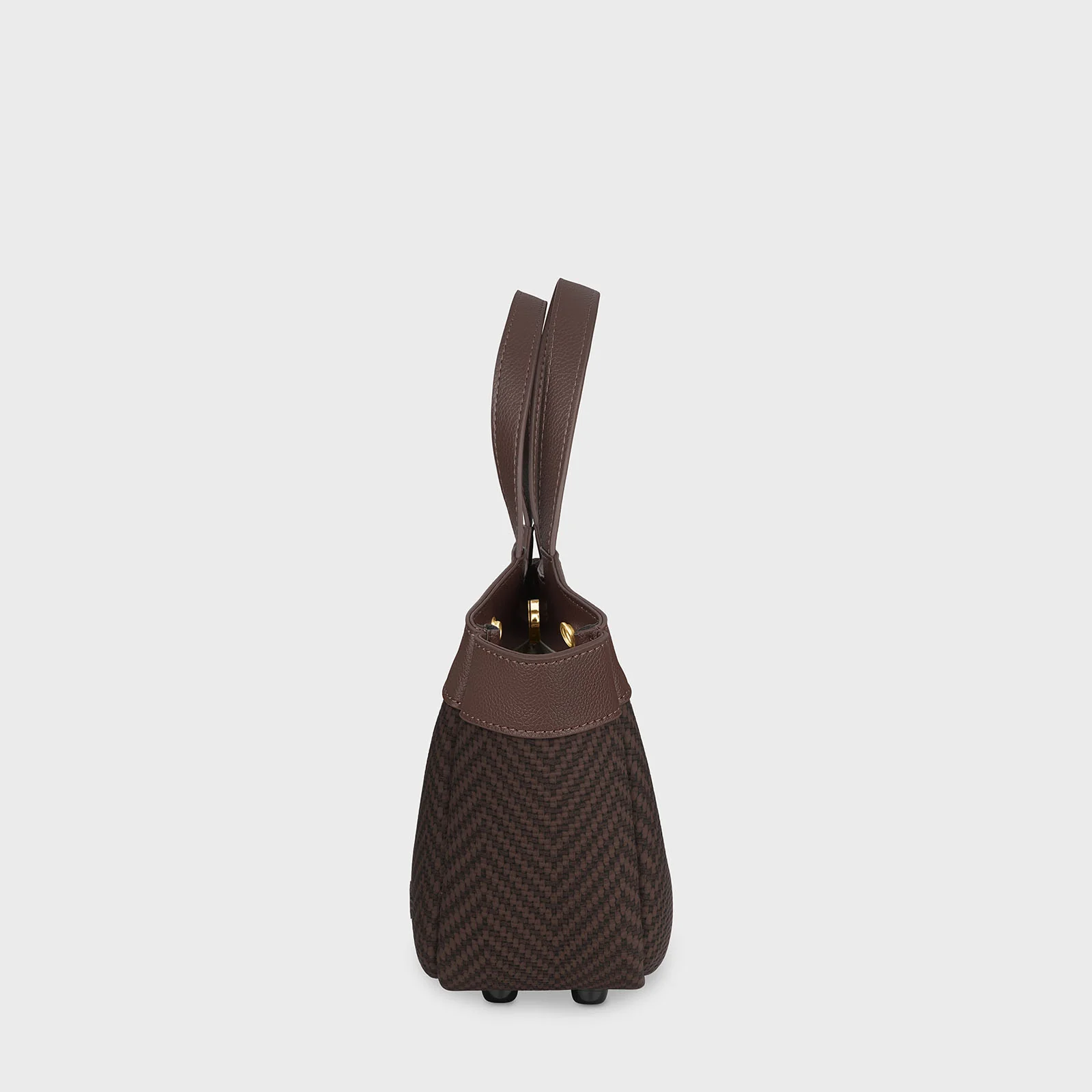 Tote Bag Mini, Textured Full Dark Brown Colour - Image 3