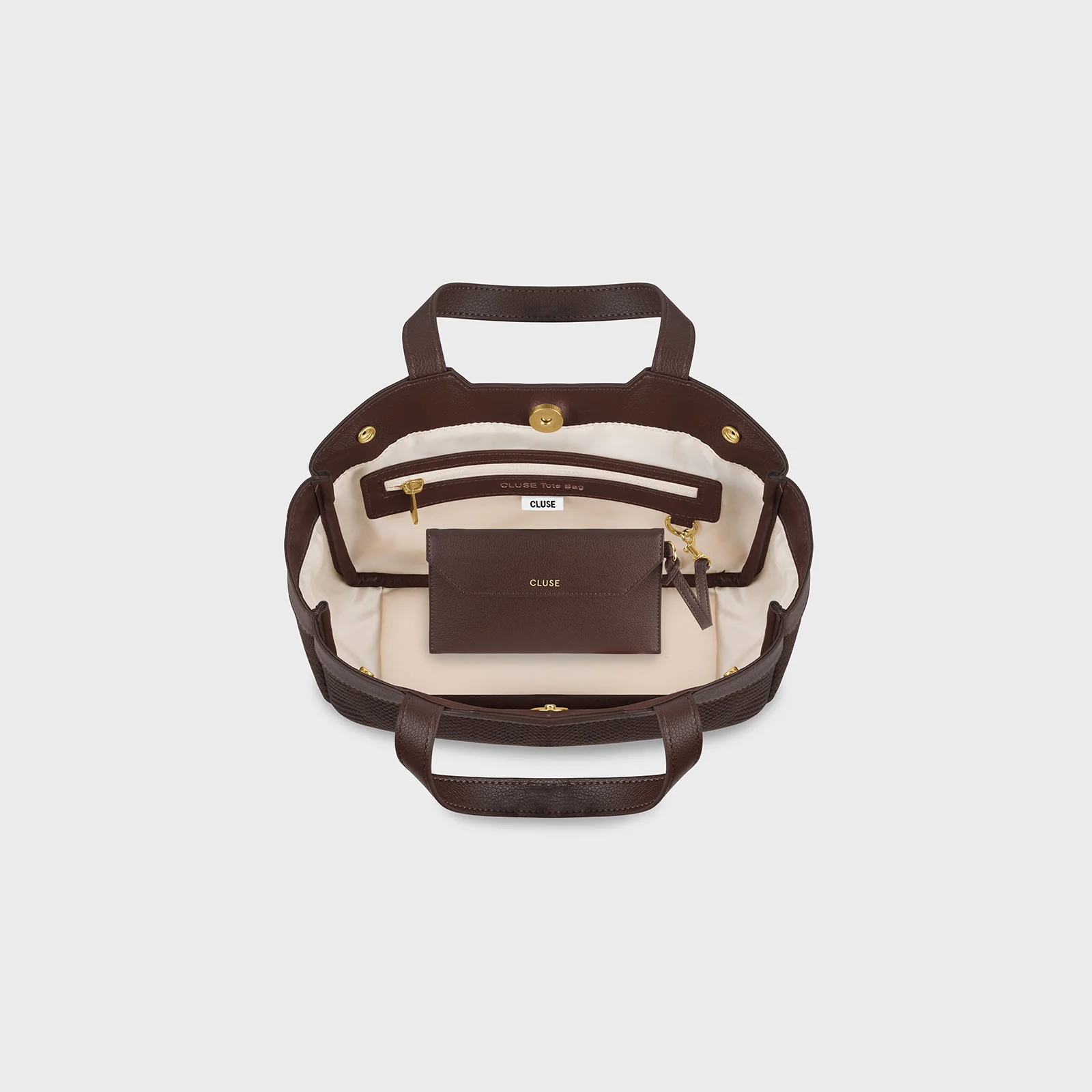 Tote Bag Mini, Textured Full Dark Brown Colour - Image 4