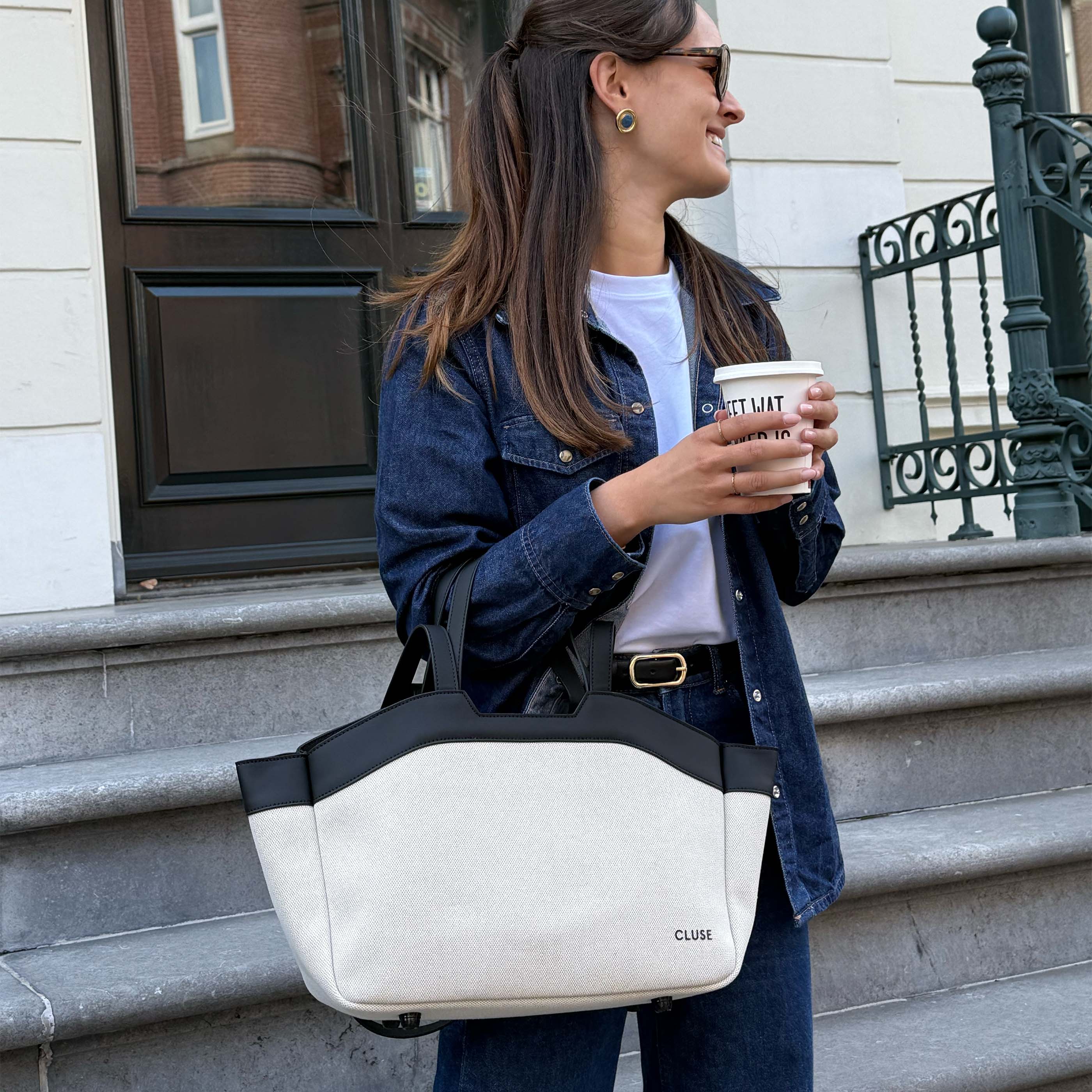 Tote Bag Petite, Beige, Black Colour - Image 8