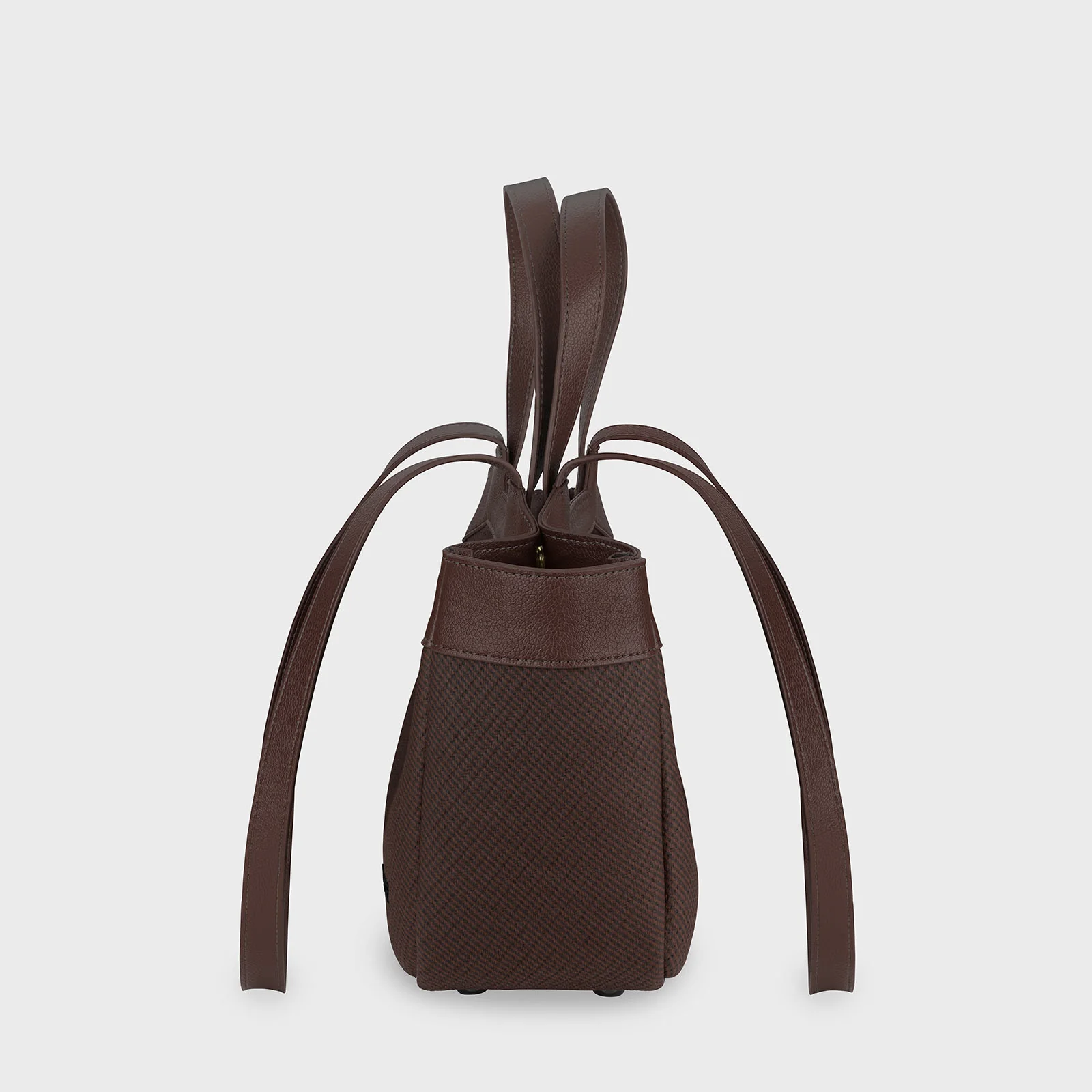 Tote Bag Petite, Textured Full Dark Brown Colour - Image 3