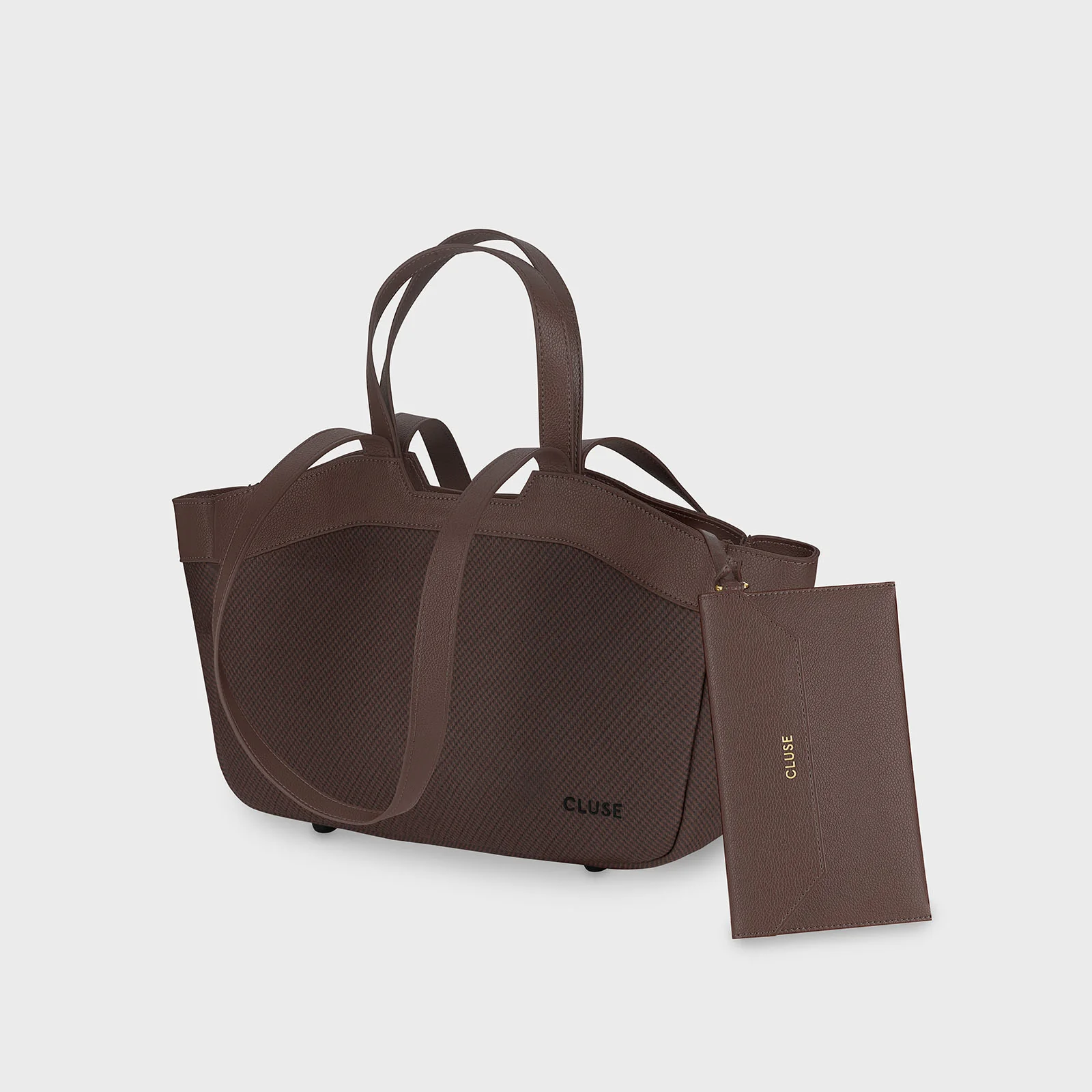 Tote Bag Petite, Textured Full Dark Brown Colour - Image 4
