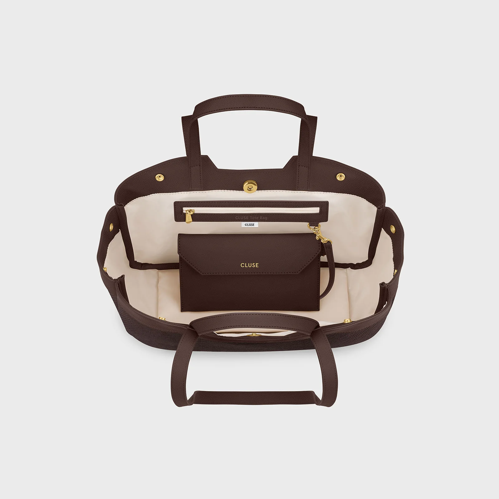 Tote Bag Petite, Textured Full Dark Brown Colour - Image 5