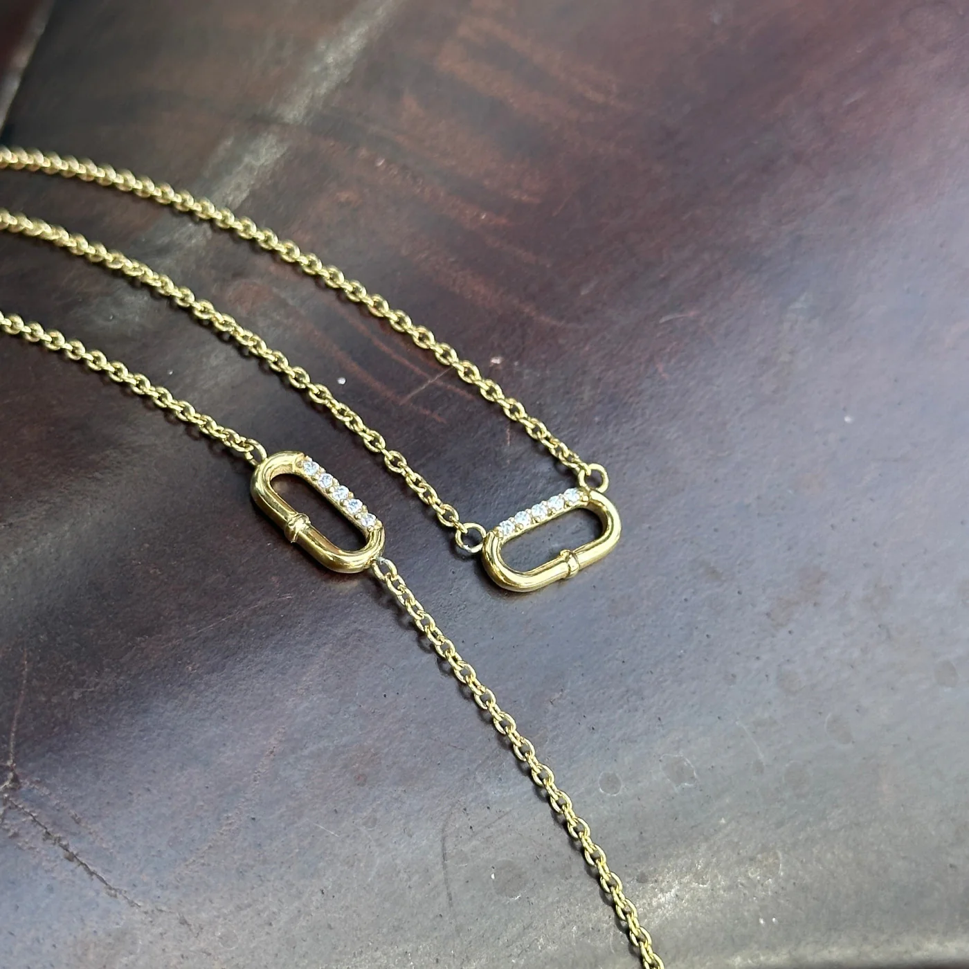 Élevé Oval Zirconia Necklace, Gold Colour - Image 4