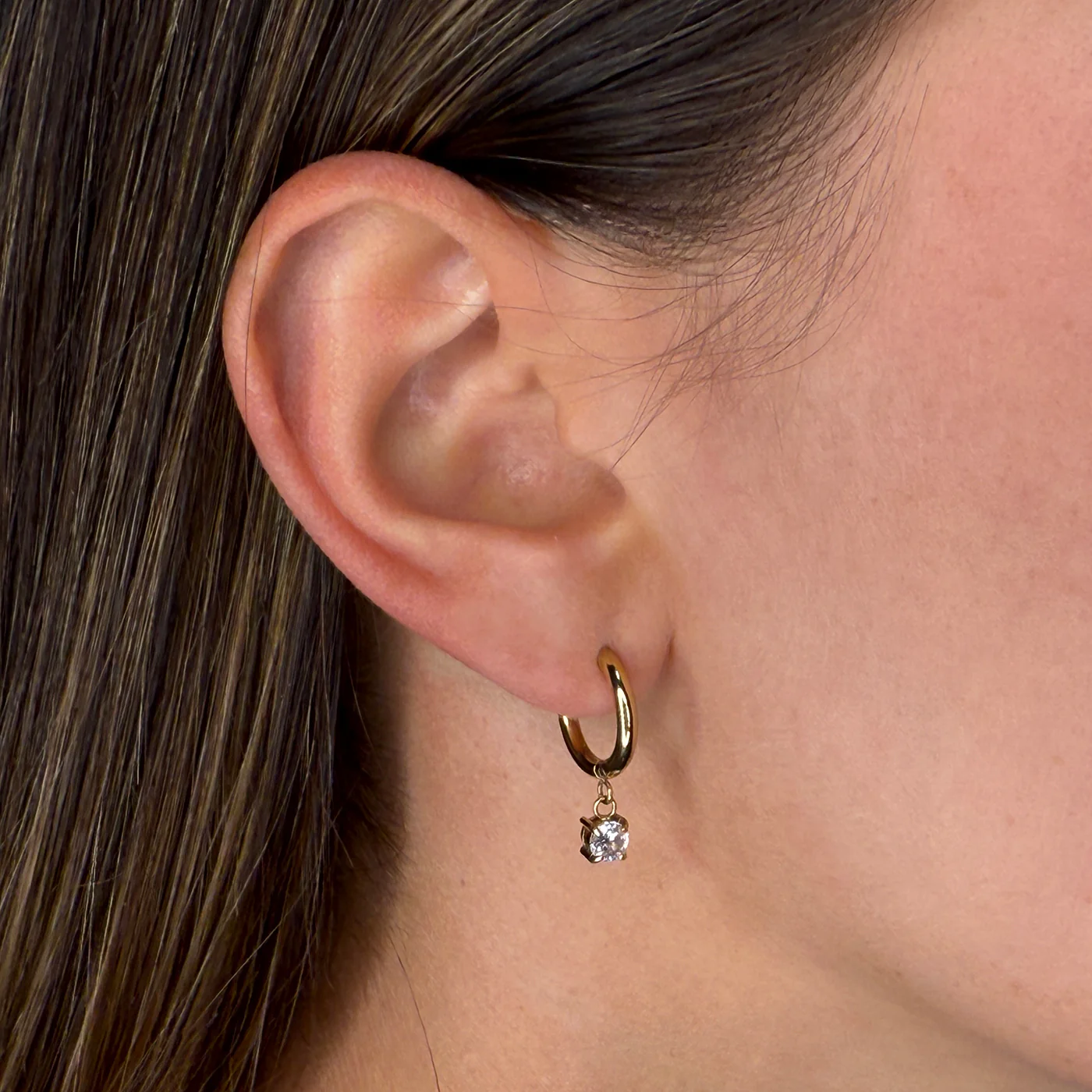 Élevé Zirconia Drop Earrings, Gold Colour - Image 2
