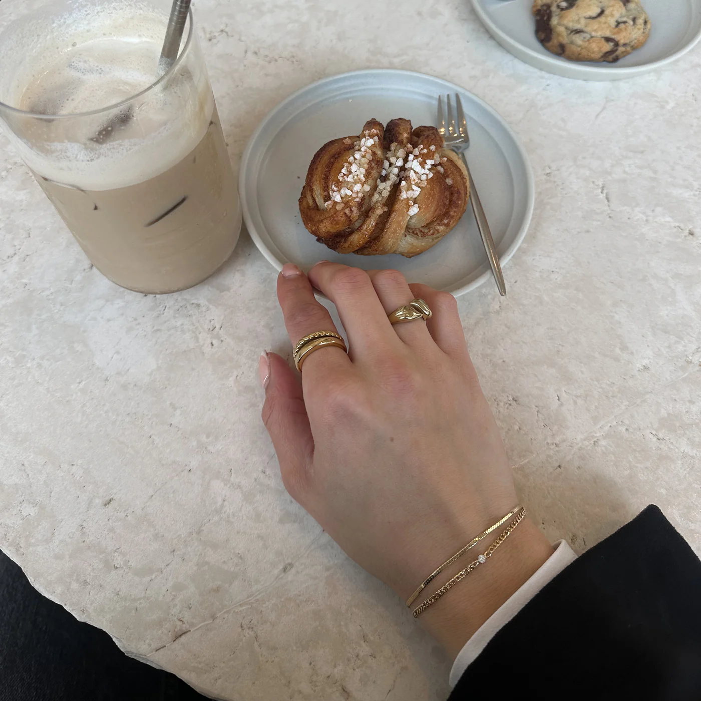 Élevé Zirconia & Flat Snake Chain Bracelet Set, Gold Colour - Image 6