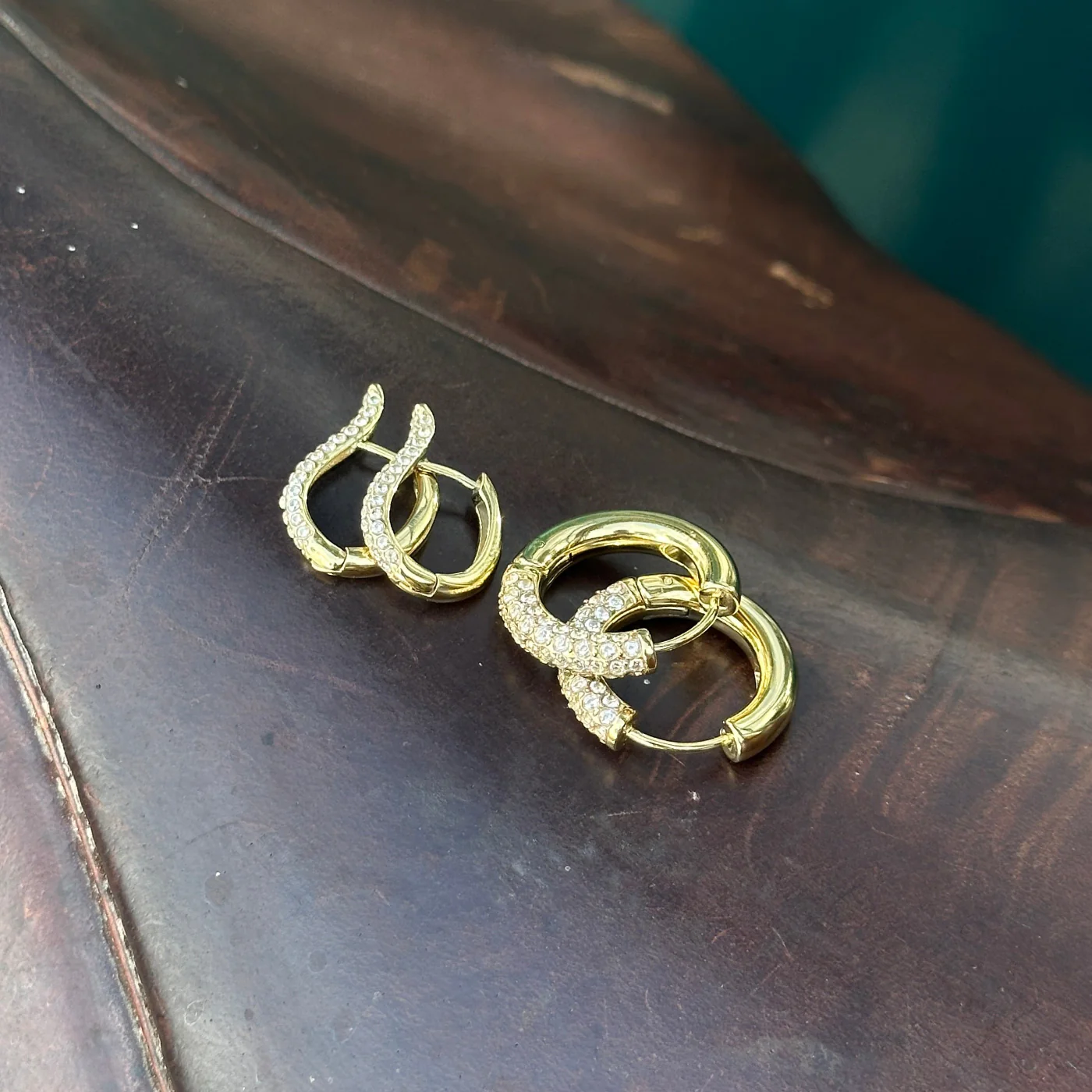 Élevé Zirconia Tear Earrings, Gold Colour - Image 4