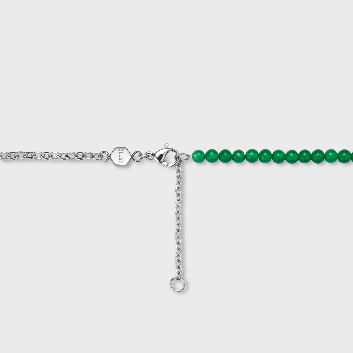 Essentielle Green Beads Watermelon Charm Necklace, Silver Colour - Image 4