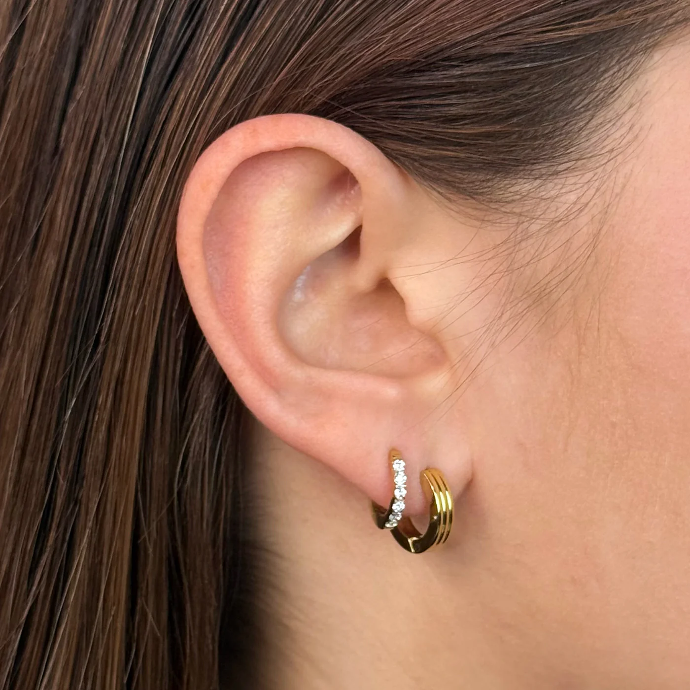Essentielle Textured Mini Hoop Earrings, Gold Colour - Image 4