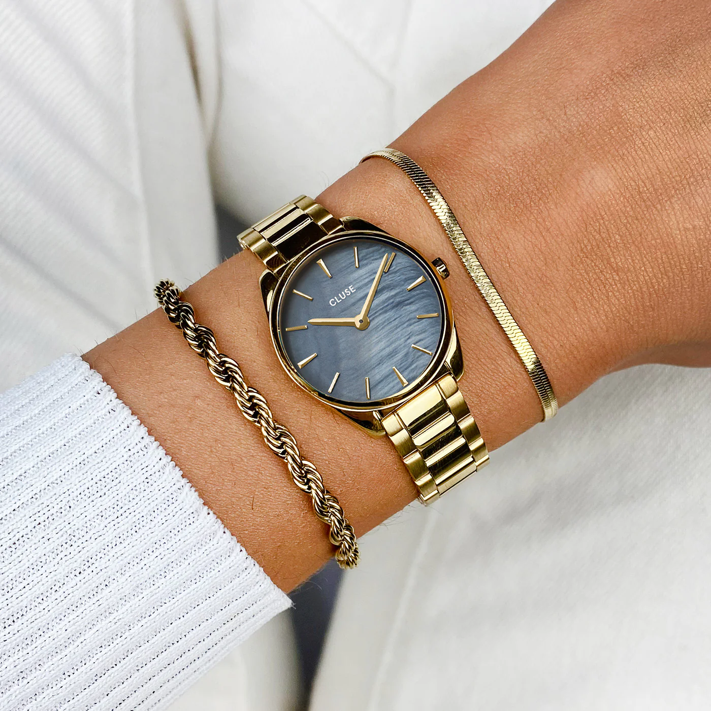 Féroce Mini Watch Steel, Blue Pearl, Gold Colour - Image 2