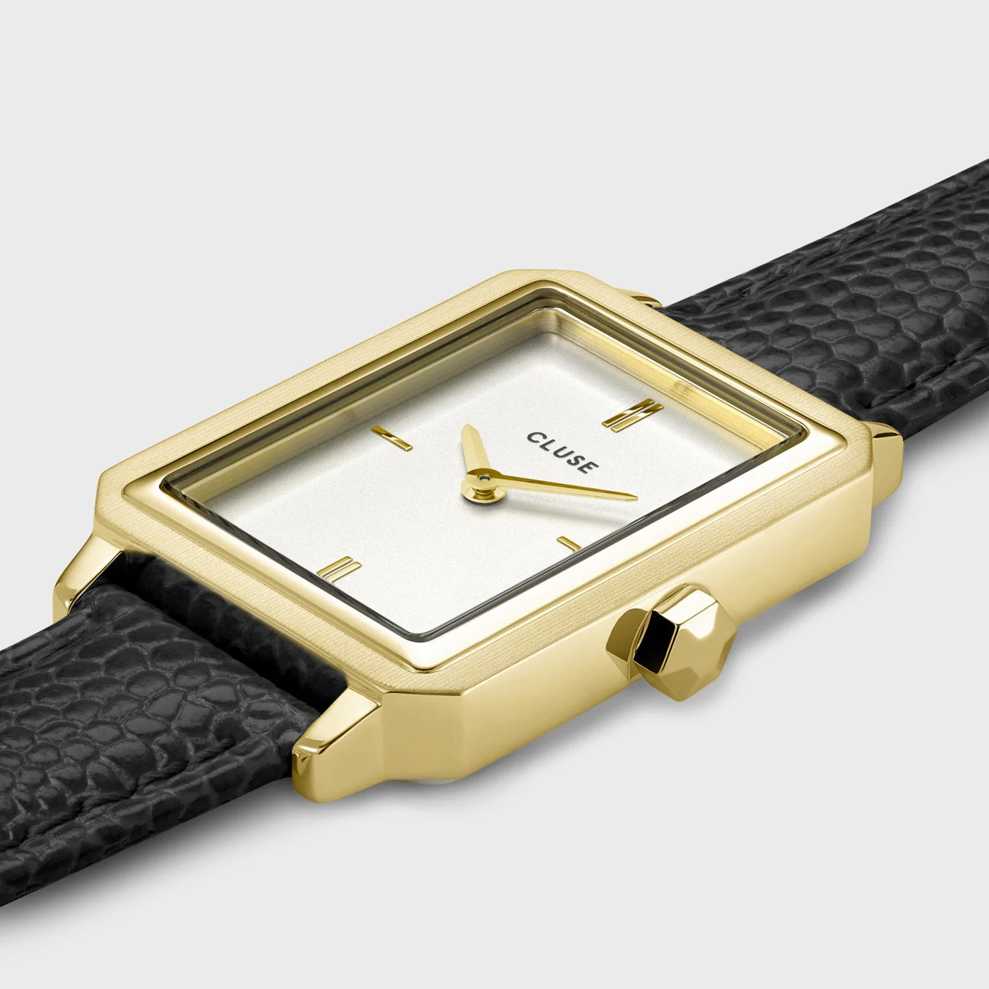 Fluette Watch Leather, Black Lizard, Gold Colour - Image 3