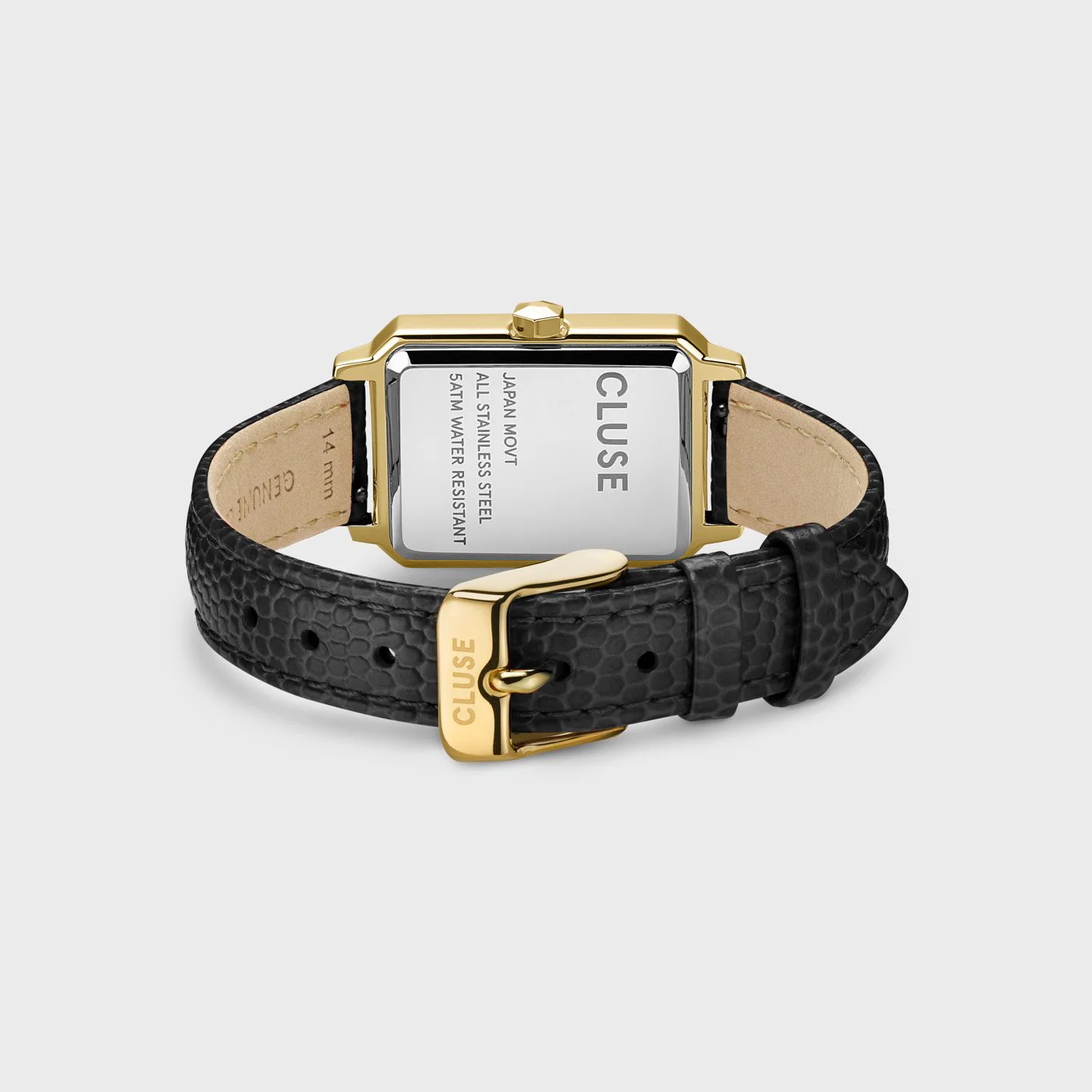 Fluette Watch Leather, Black Lizard, Gold Colour - Image 4