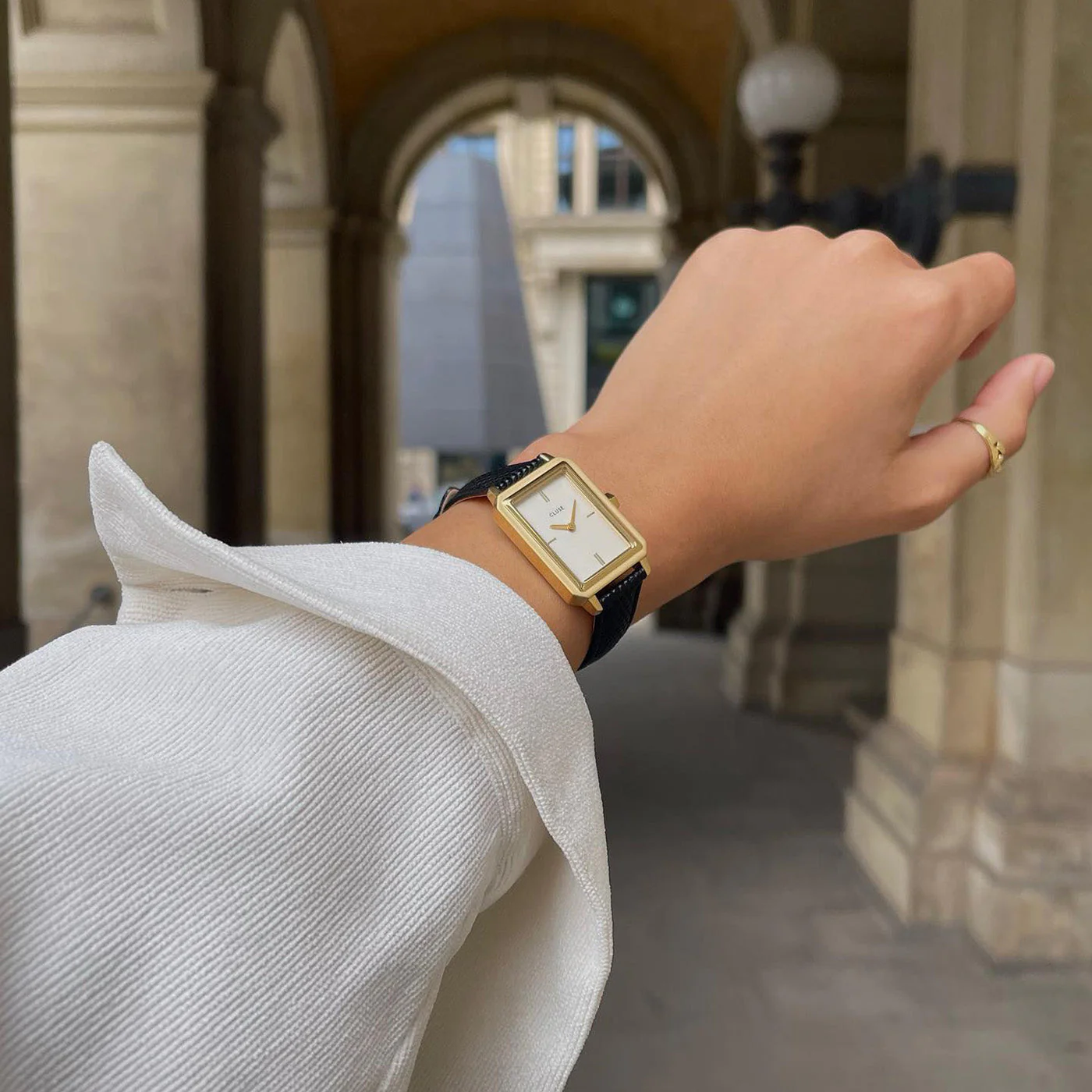 Fluette Watch Leather, Black Lizard, Gold Colour - Image 9