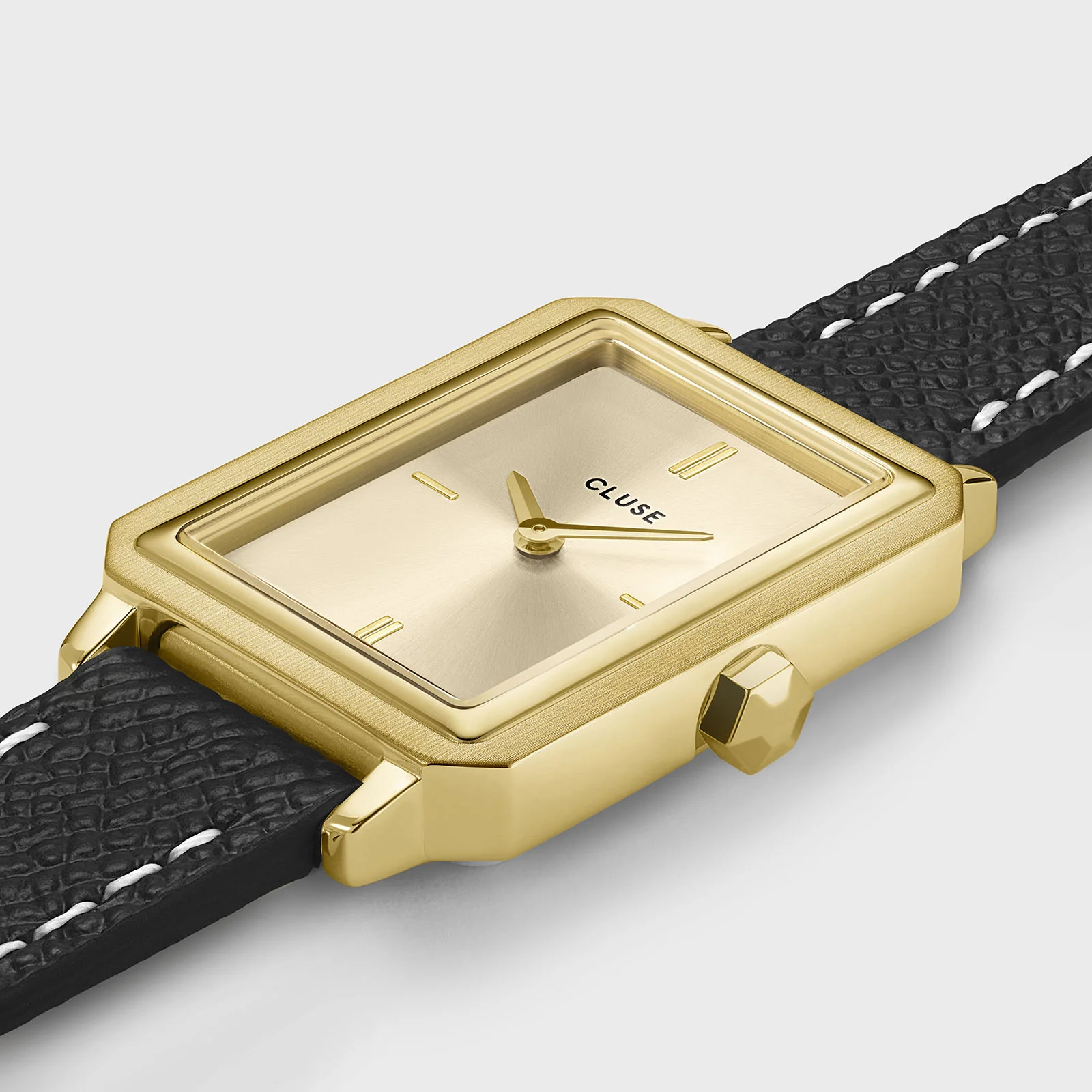 Fluette Watch Double Leather, Black, Full Gold Colour - Image 3