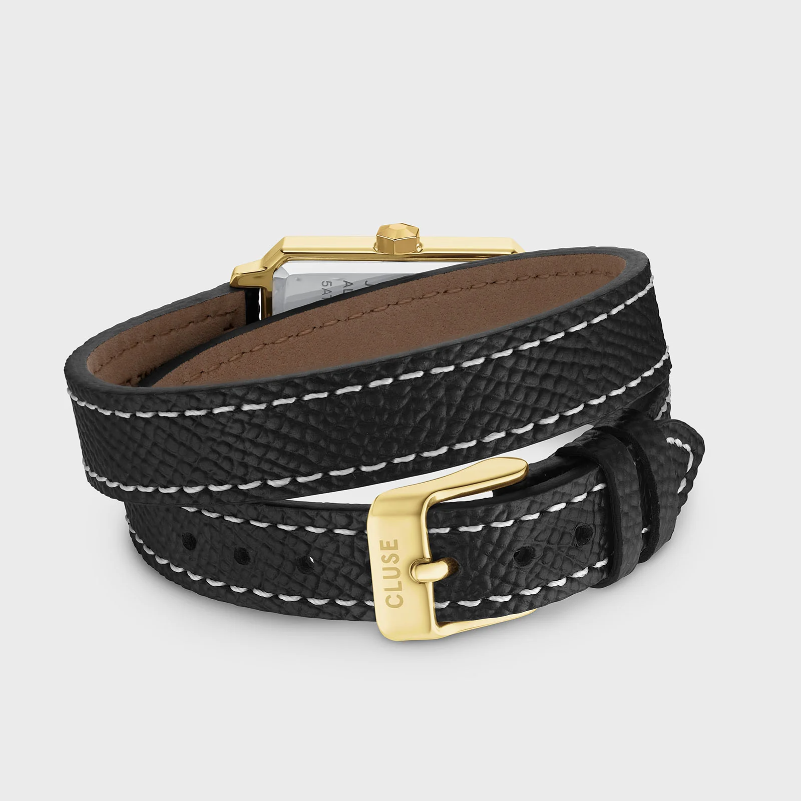 Fluette Watch Double Leather, Black, Full Gold Colour - Image 4