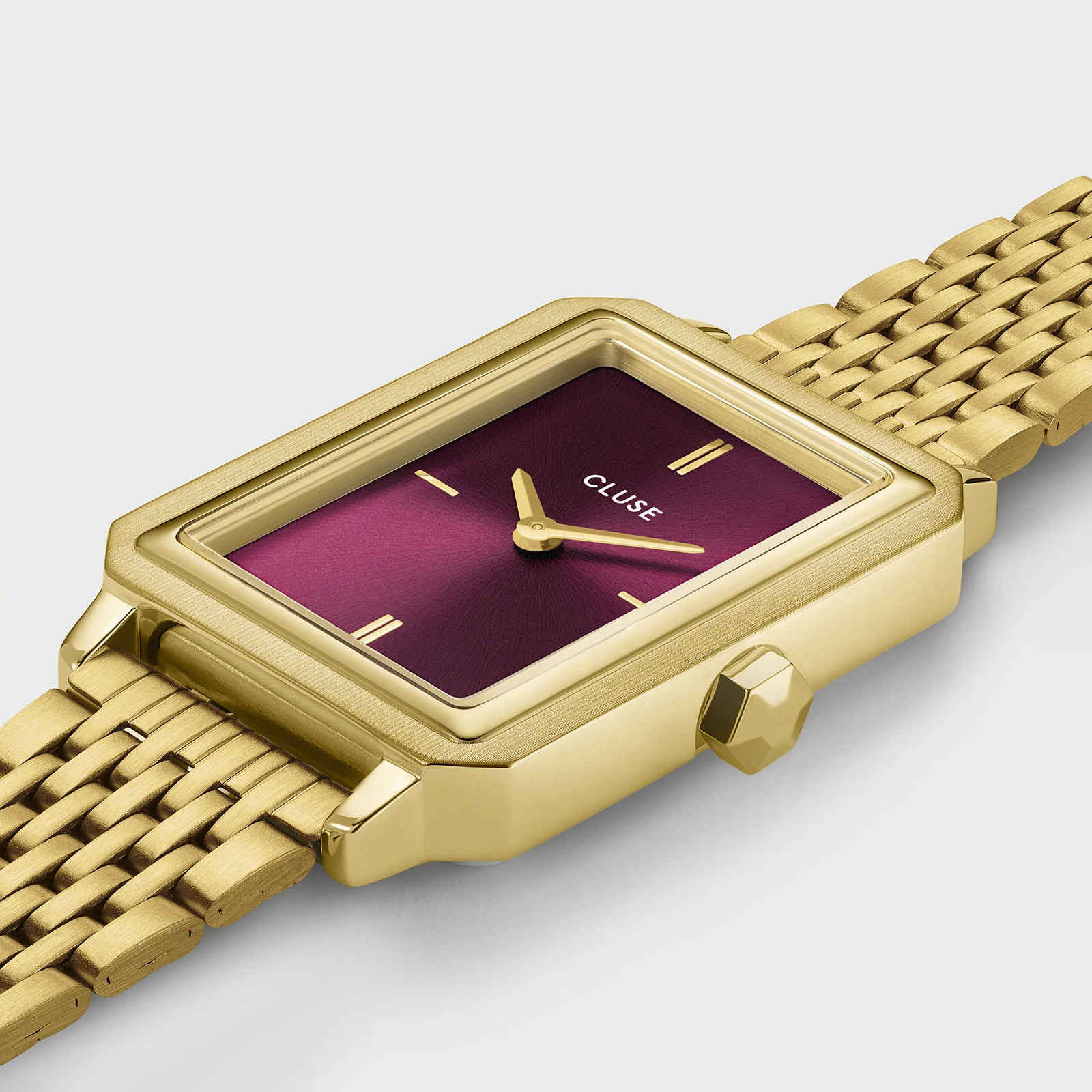 Fluette Watch Double Steel, Wine, Gold Colour - Image 3