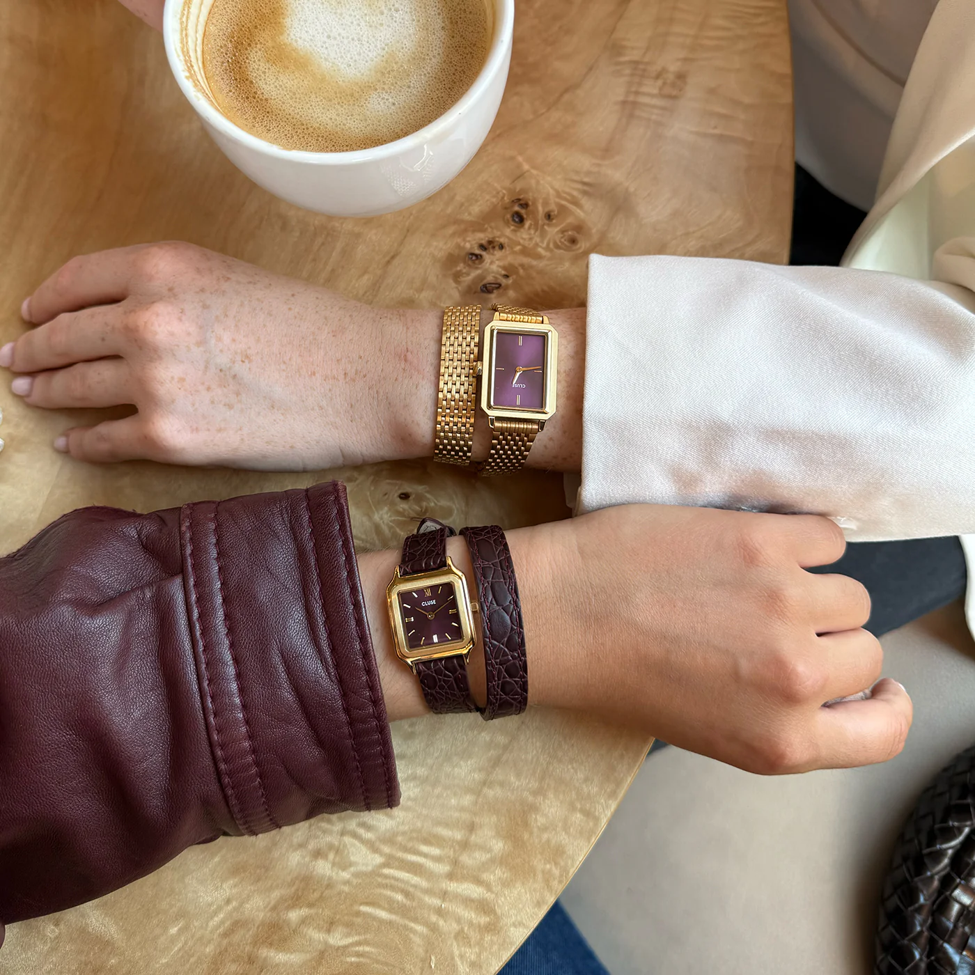 Fluette Watch Double Steel, Wine, Gold Colour - Image 7