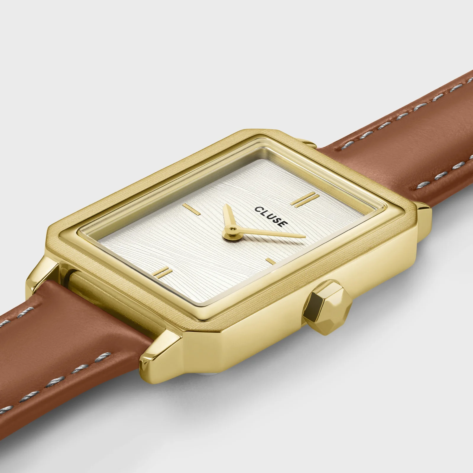 Fluette Watch Leather Nutshell, Sand Texture White, Gold Colour - Image 3