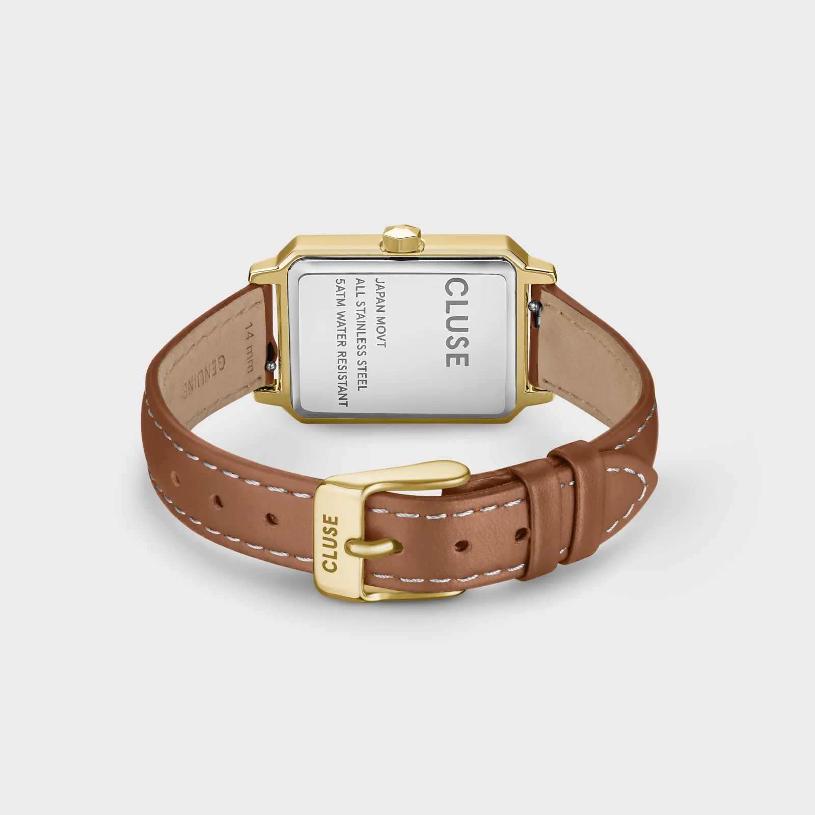 Fluette Watch Leather Nutshell, Sand Texture White, Gold Colour - Image 4