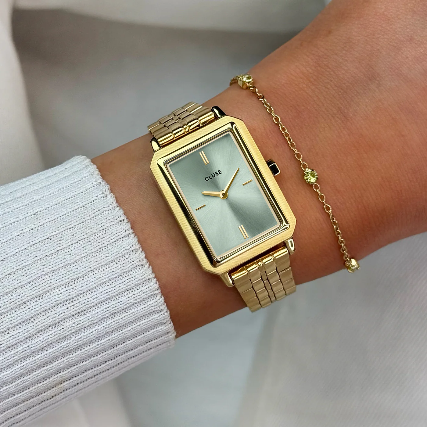 Fluette Watch Steel, Sage Green, Gold Colour - Image 2