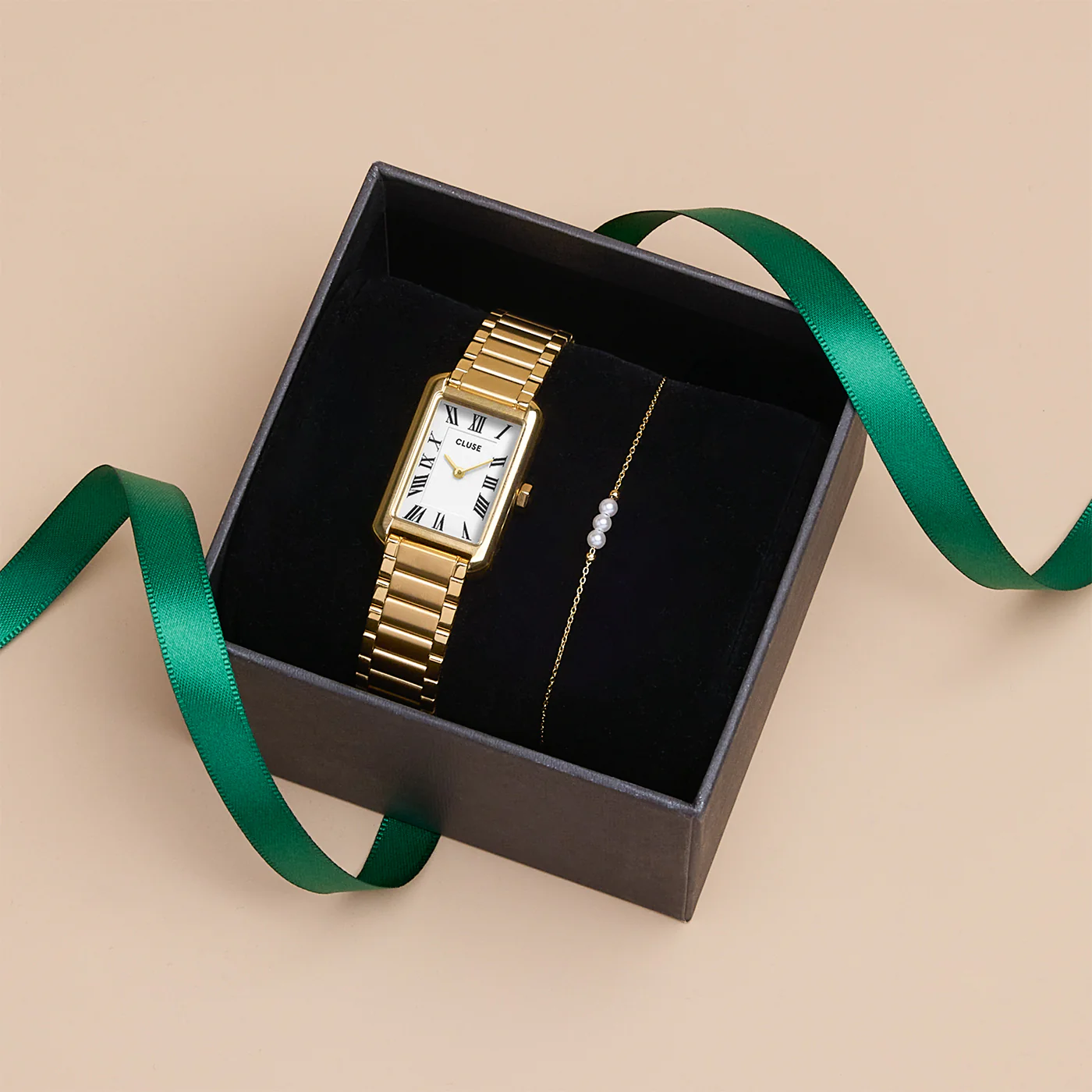 Gift Box Belisenna Watch Steel, White & Pearl Chain Bracelet, Gold Colour - Image 9