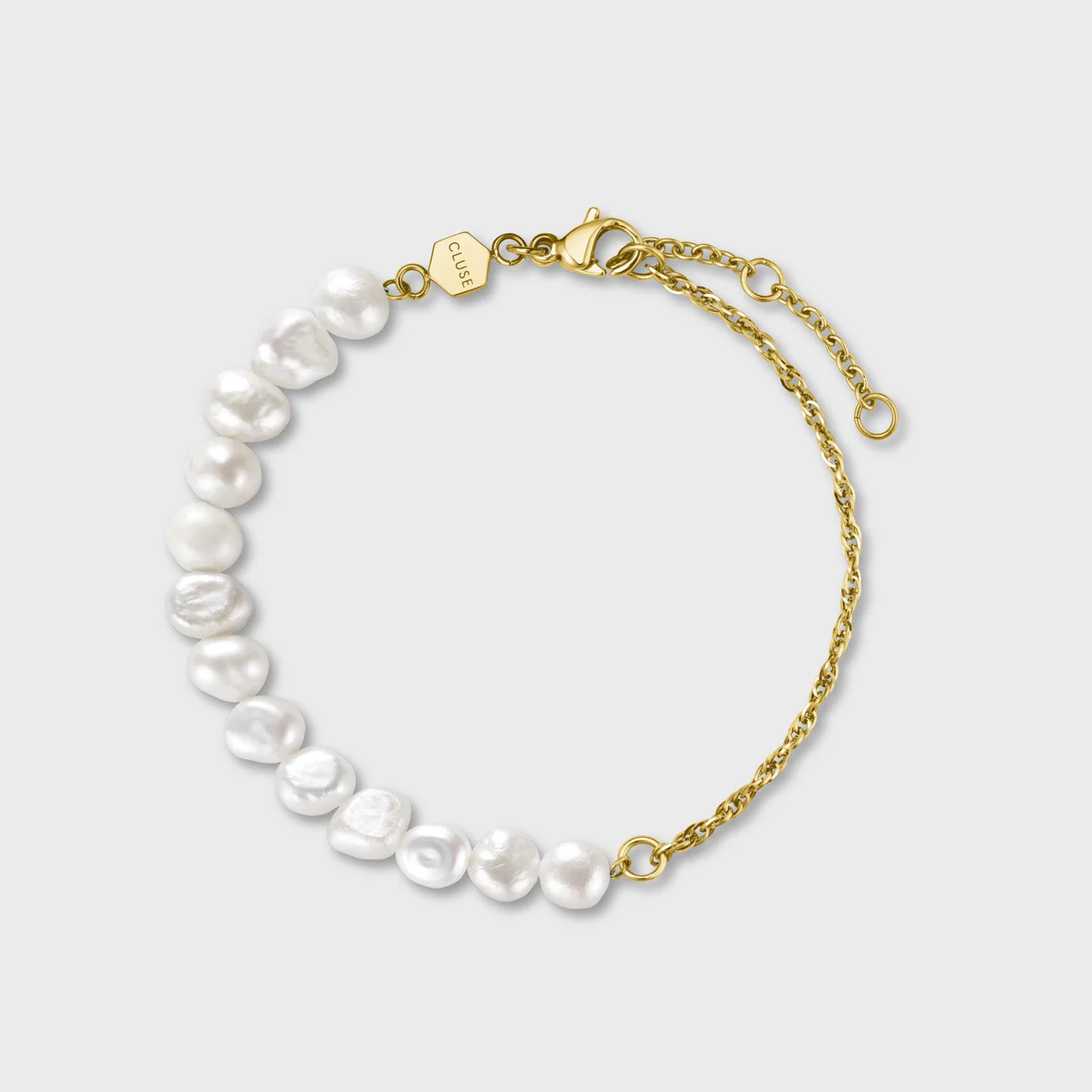 Gift Box Boho Chic Watch Mesh, Two-Tone & Mixed Chain Pearl Bracelet, Gold Colour - Image 6