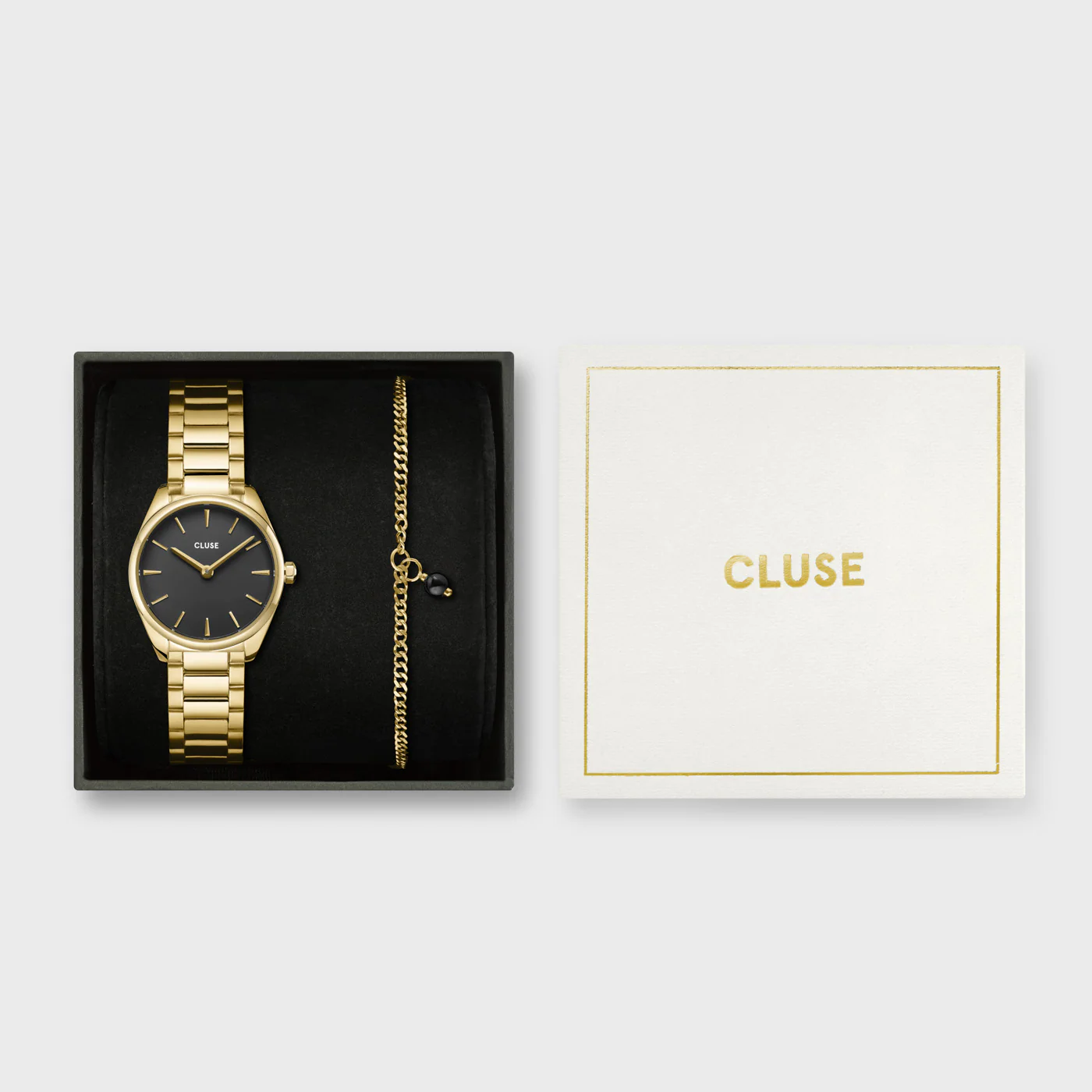 Gift Box Féroce Mini Watch Steel, Black & Chain Bracelet, Gold Colour - Image 7