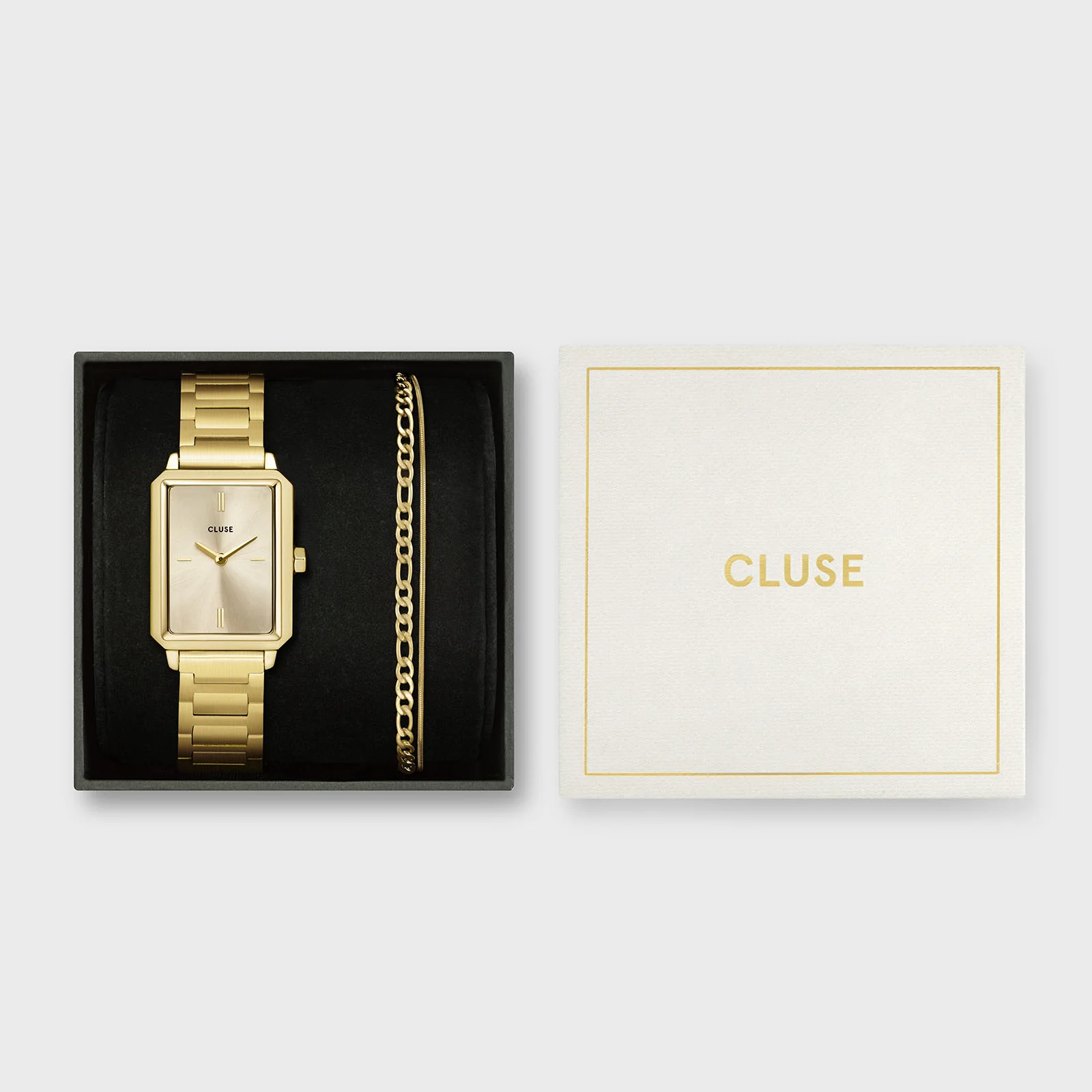 Gift Box Fluette Watch Steel & Double Chain Bracelet, Full Gold Colour - Image 7