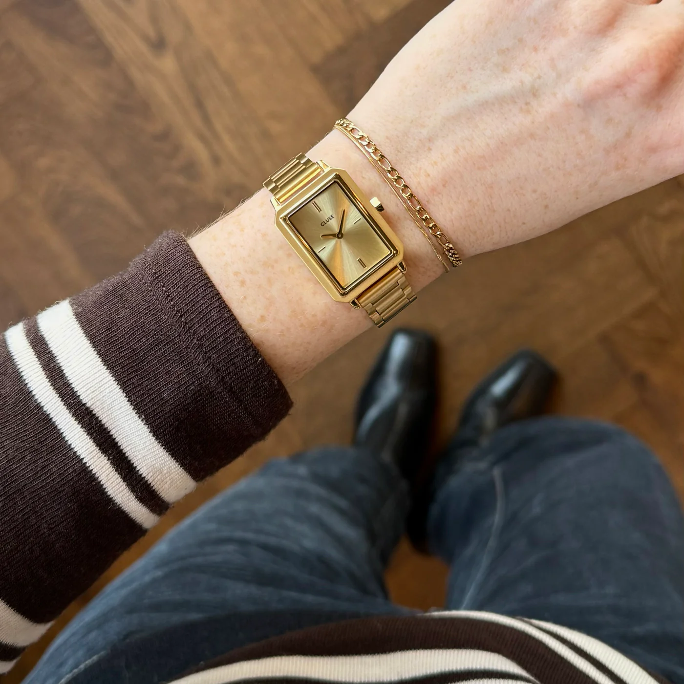 Gift Box Fluette Watch Steel & Double Chain Bracelet, Full Gold Colour - Image 9