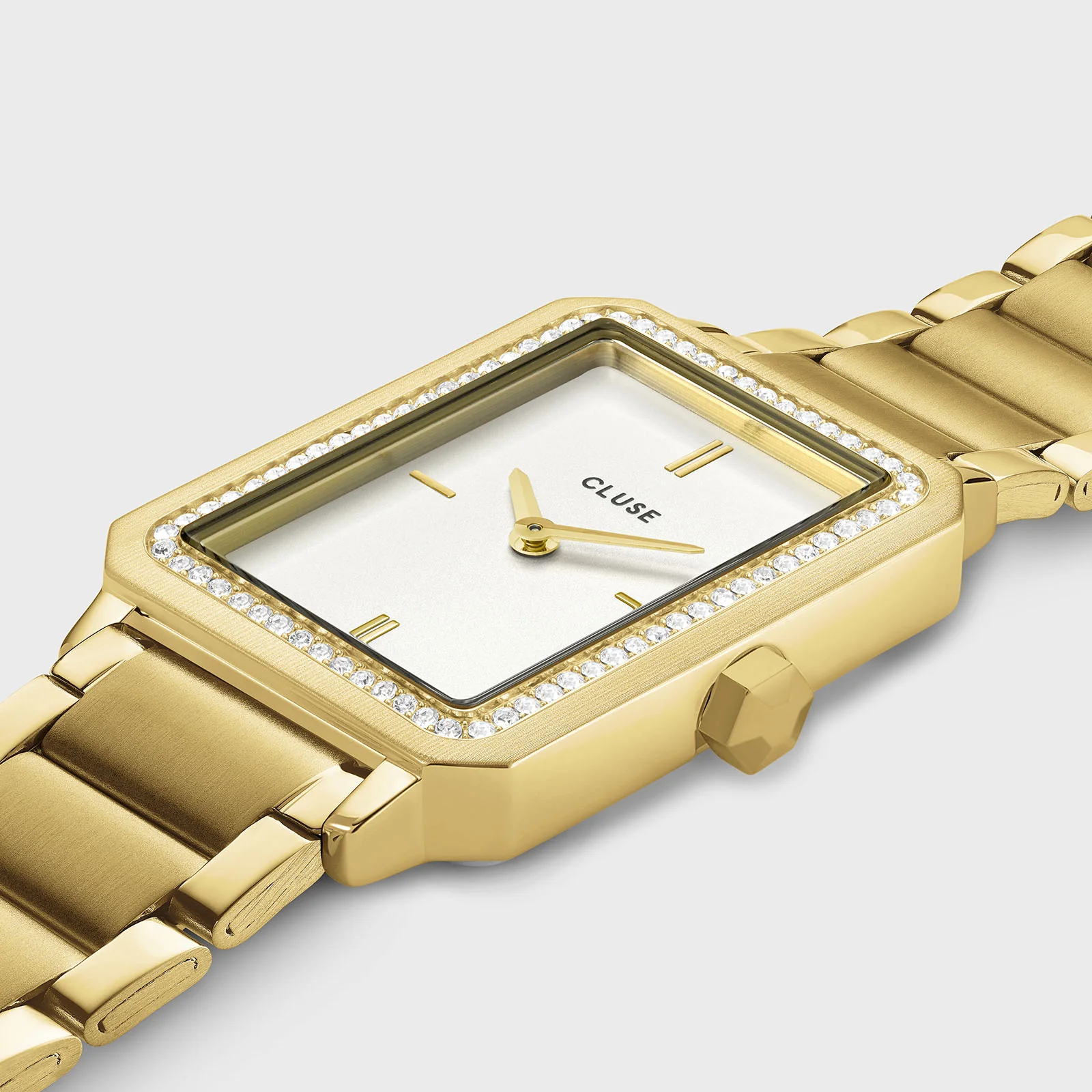 Gift Box Fluette Watch Steel, White Stones & Zircon Bracelet, Gold Colour - Image 4