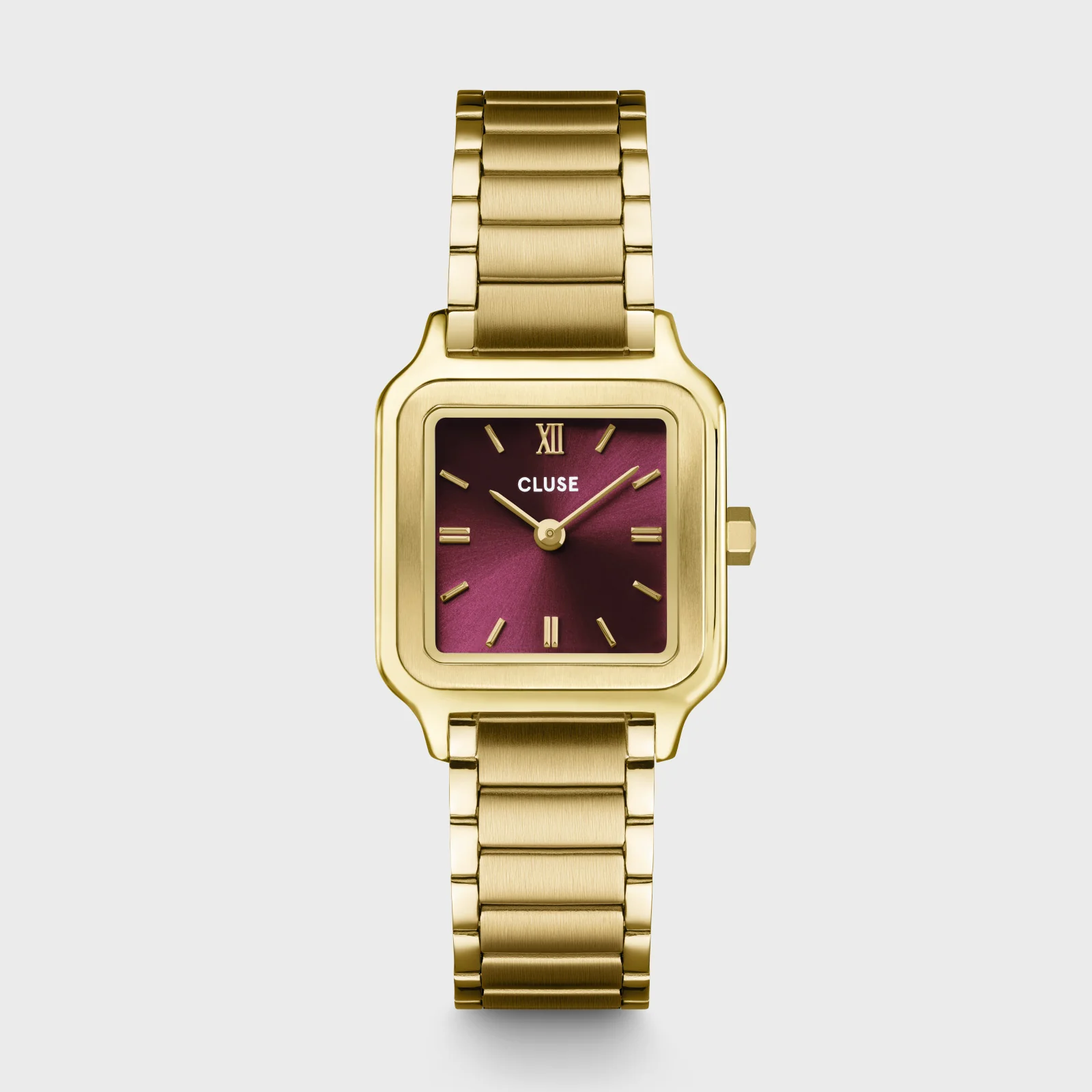 Gift Box Gracieuse Petite Watch Steel, Dark Cherry & Braided Snake Bracelet, Gold Colour - Image 3